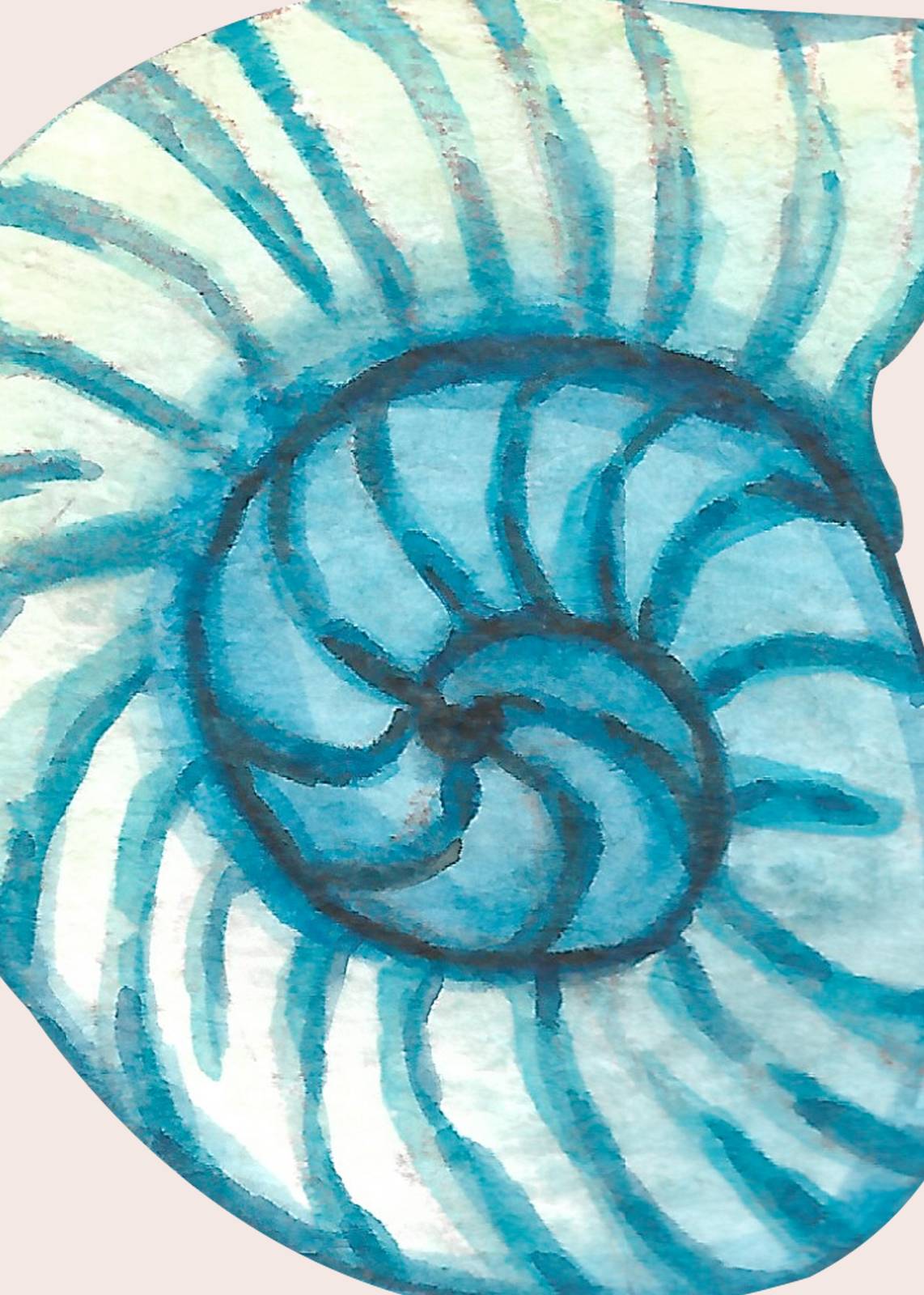 Oceanic Swirl Nautilus Watercolor Wall Art