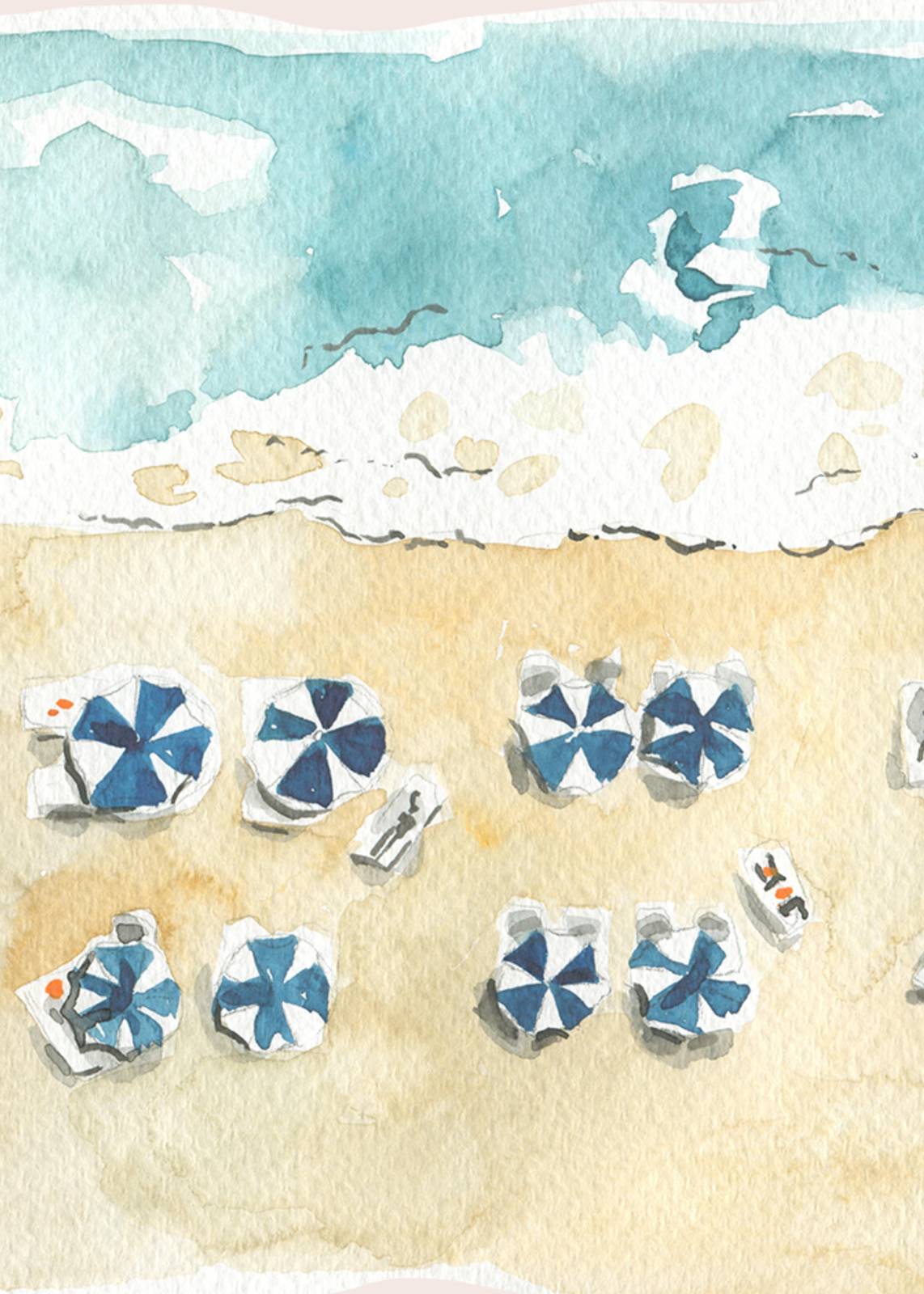 Coastal Serenity Beach Umbrellas Wall Art