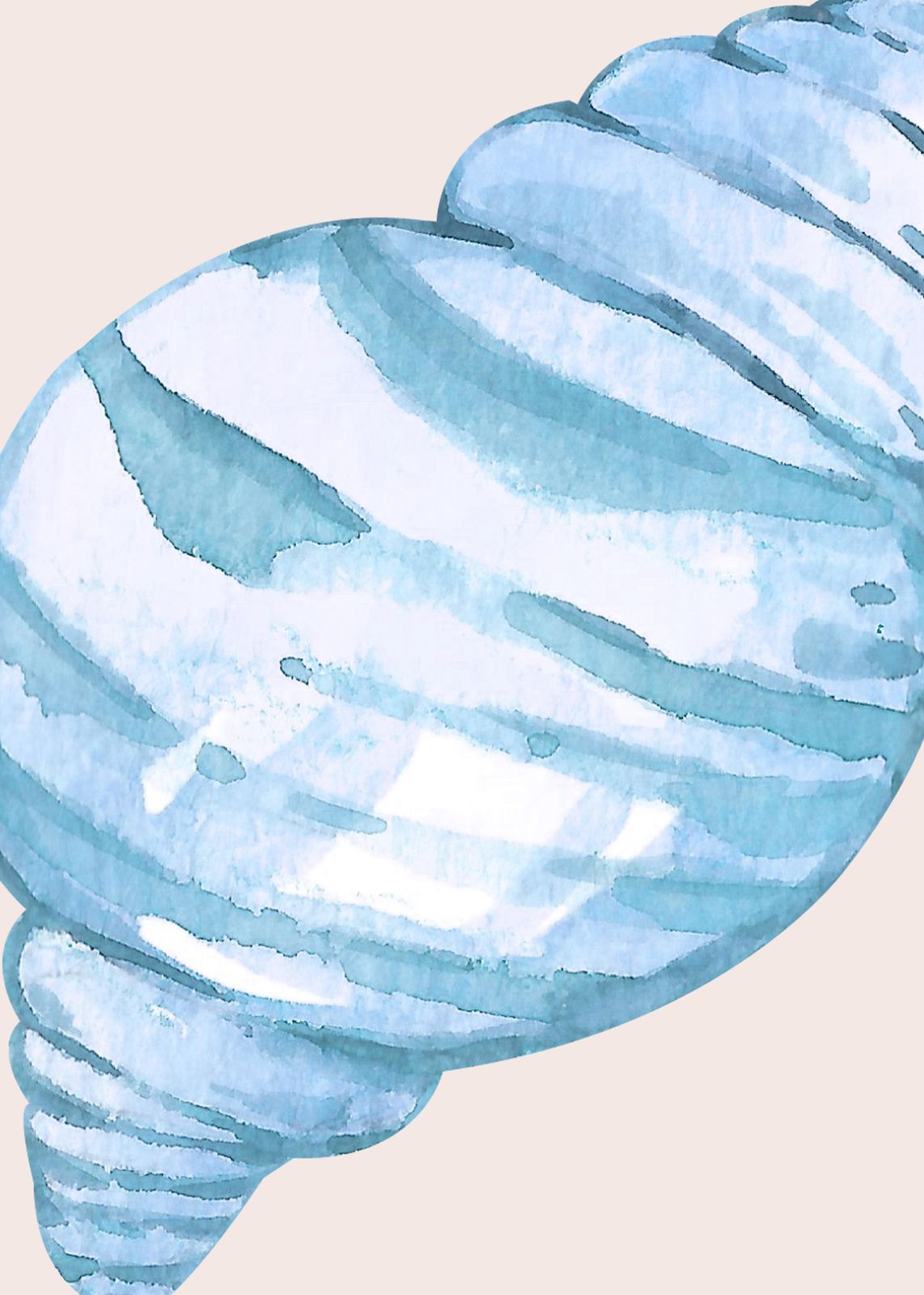 Serene Blue Seashell Watercolor Wall Art