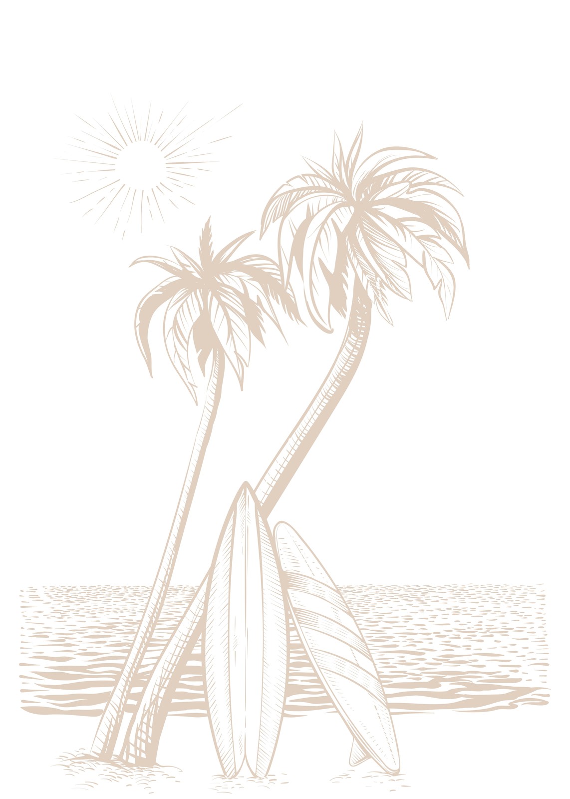 Coastal Vibes Palm Trees & Surfboards Wall Art