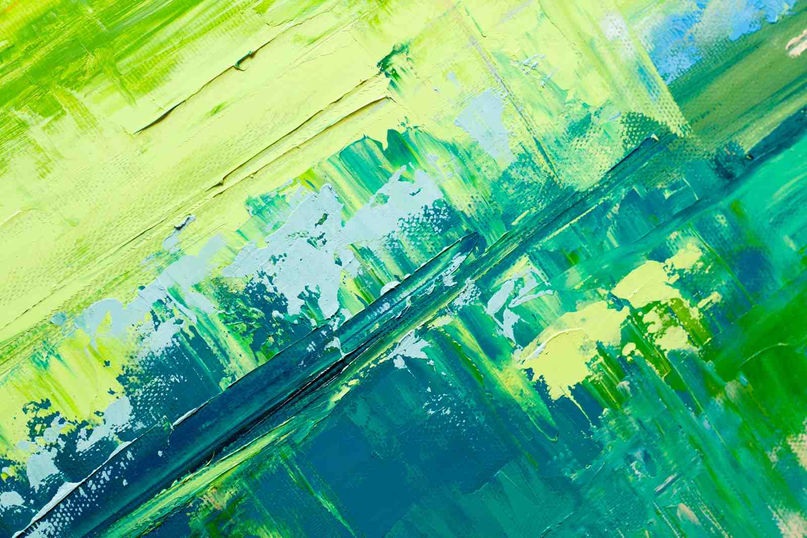 Abstract Green Strokes Wall Art
