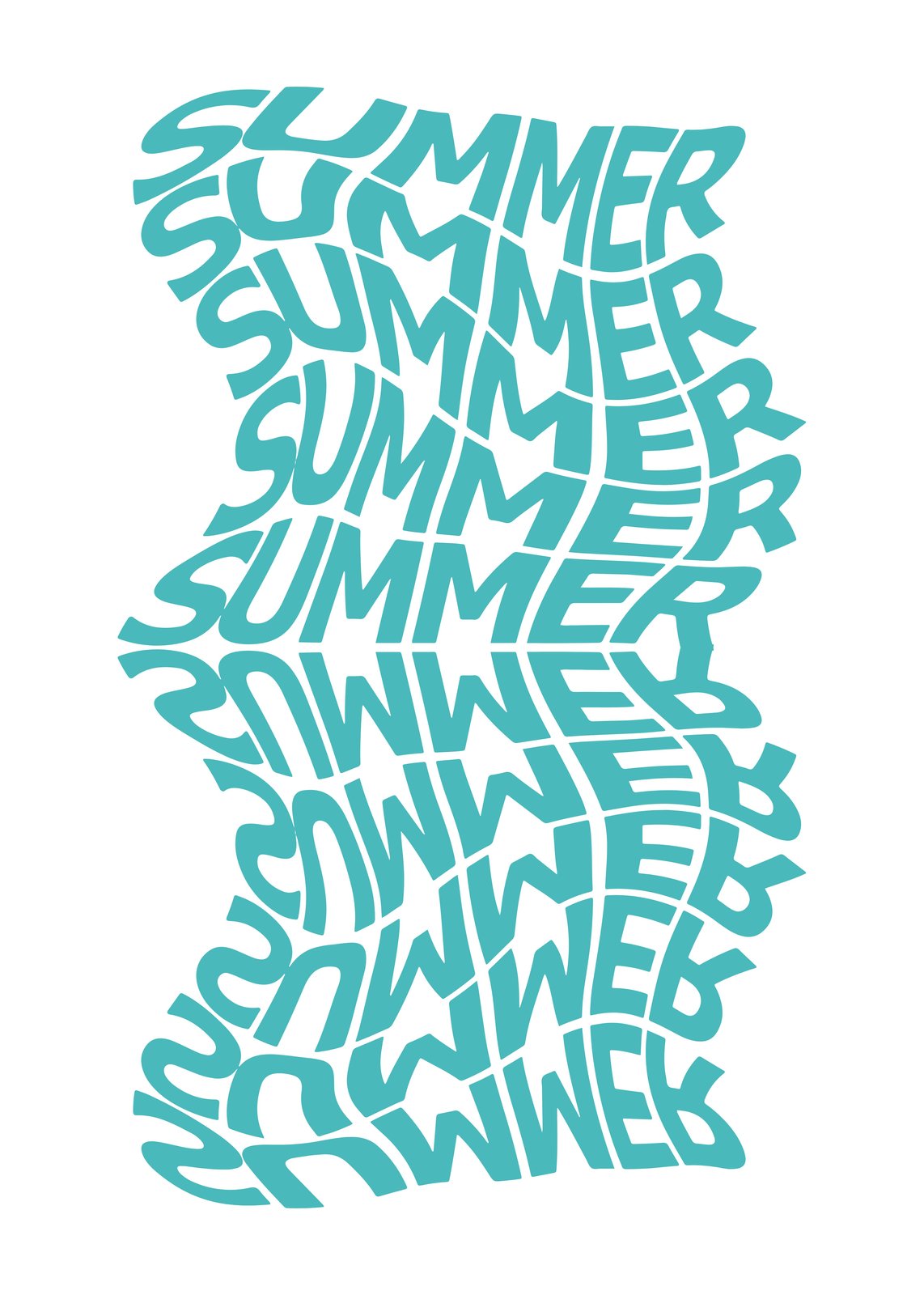 Wavy Summer Vibes Teal Wall Art