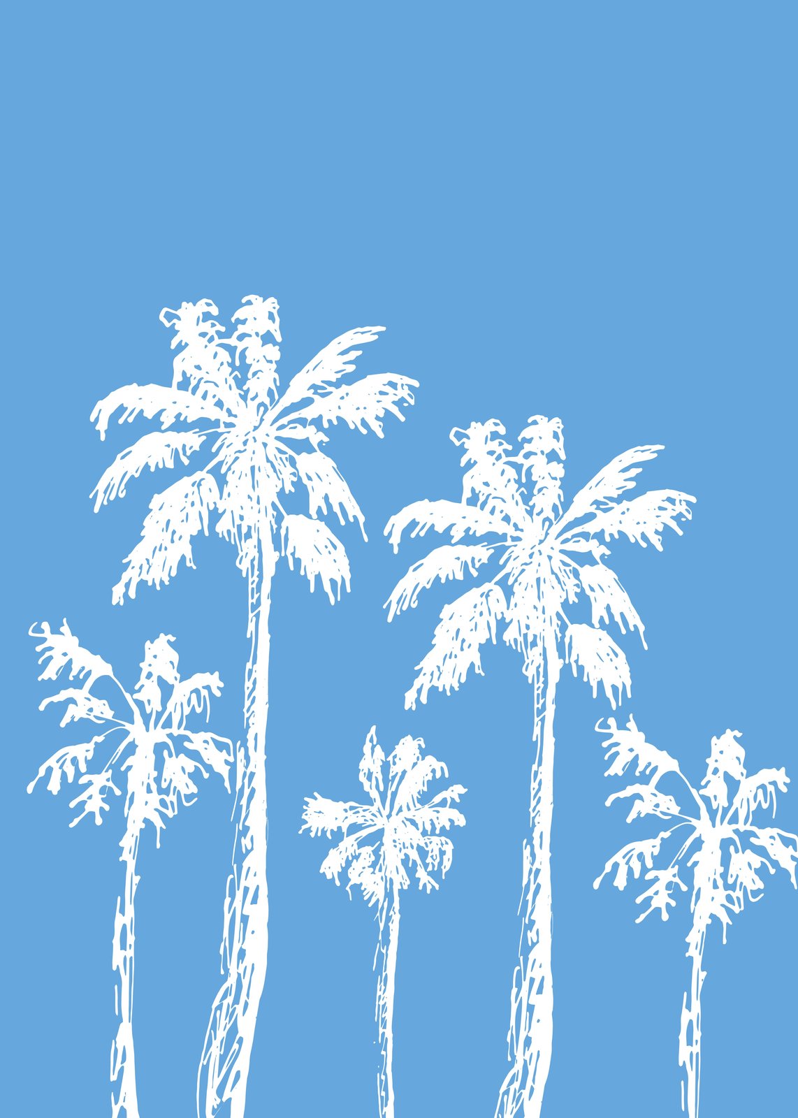 White Palm Trees on Blue Sky Wall Art