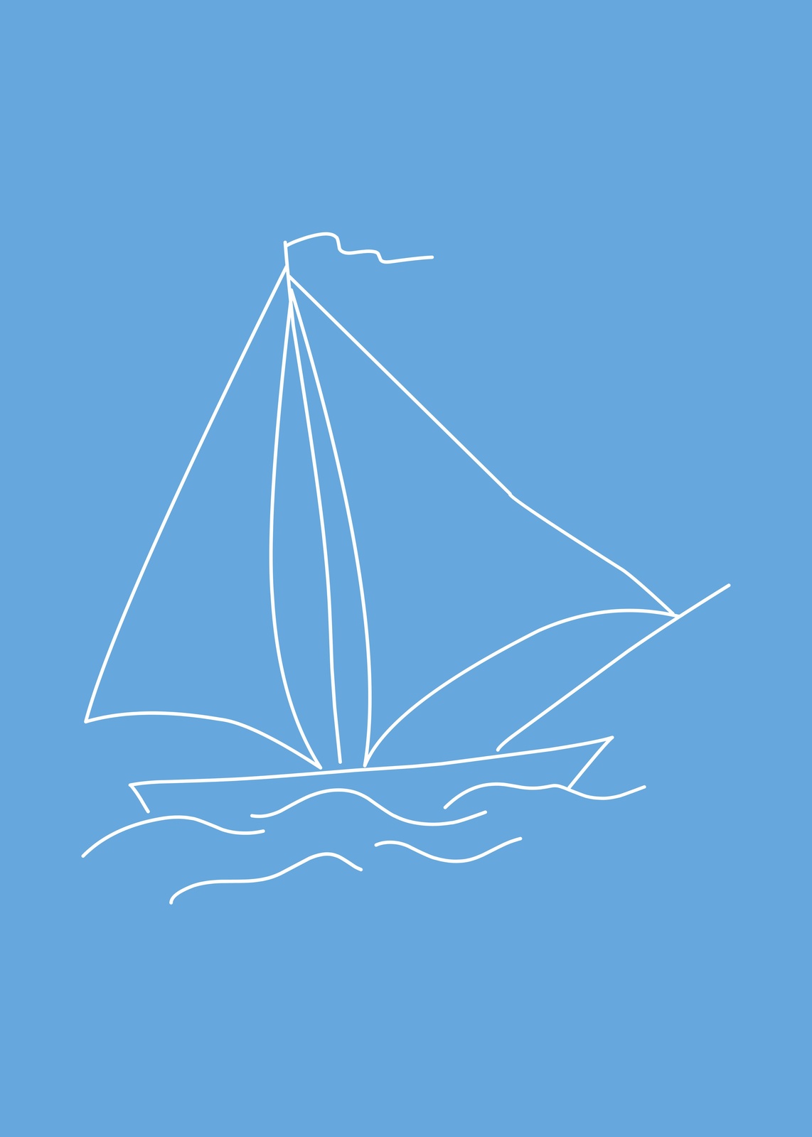 Serene Sailboat Minimalist Blue Wall Art