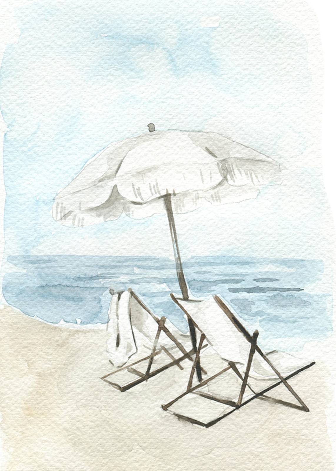 Serene Beach Chairs Watercolor Wall Art