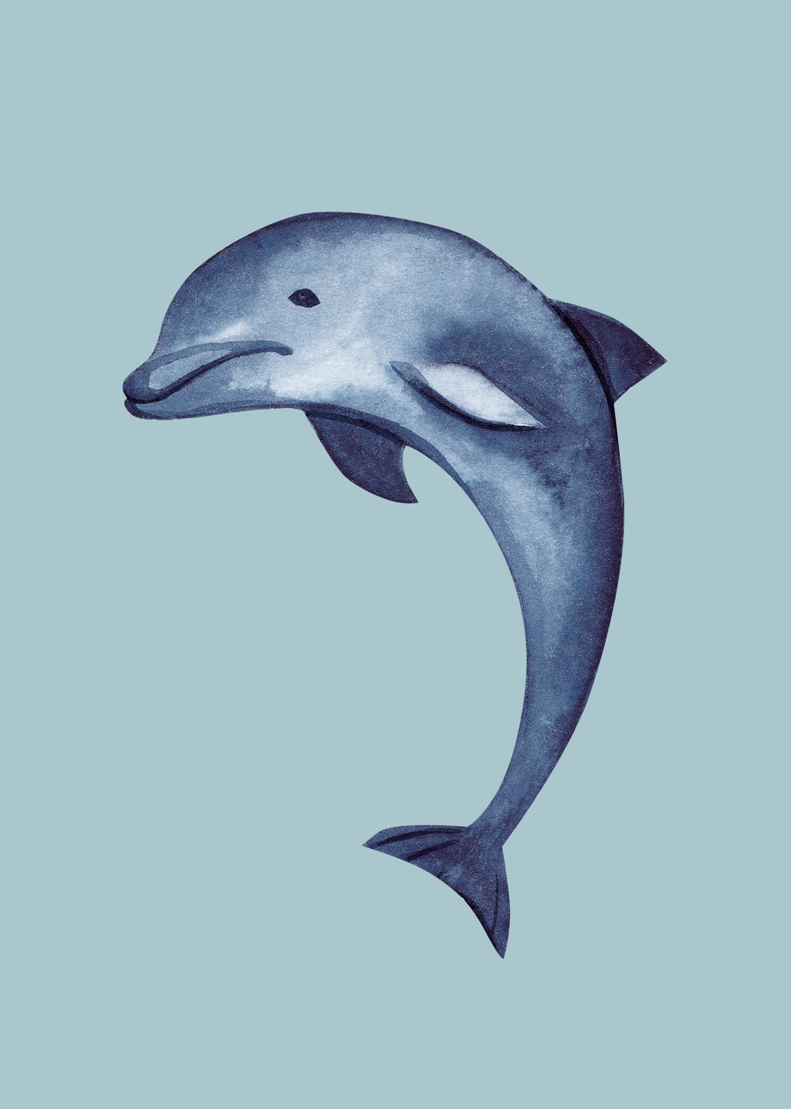 Serene Dolphin Watercolor Wall Art Wall Art