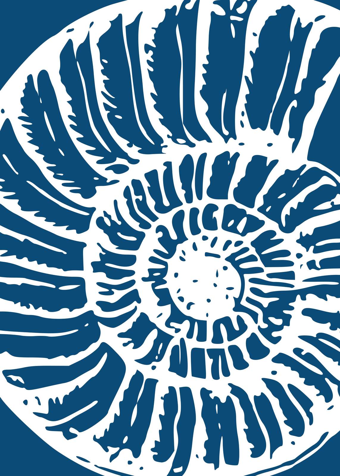Nautilus Shell Indigo White Wall Art