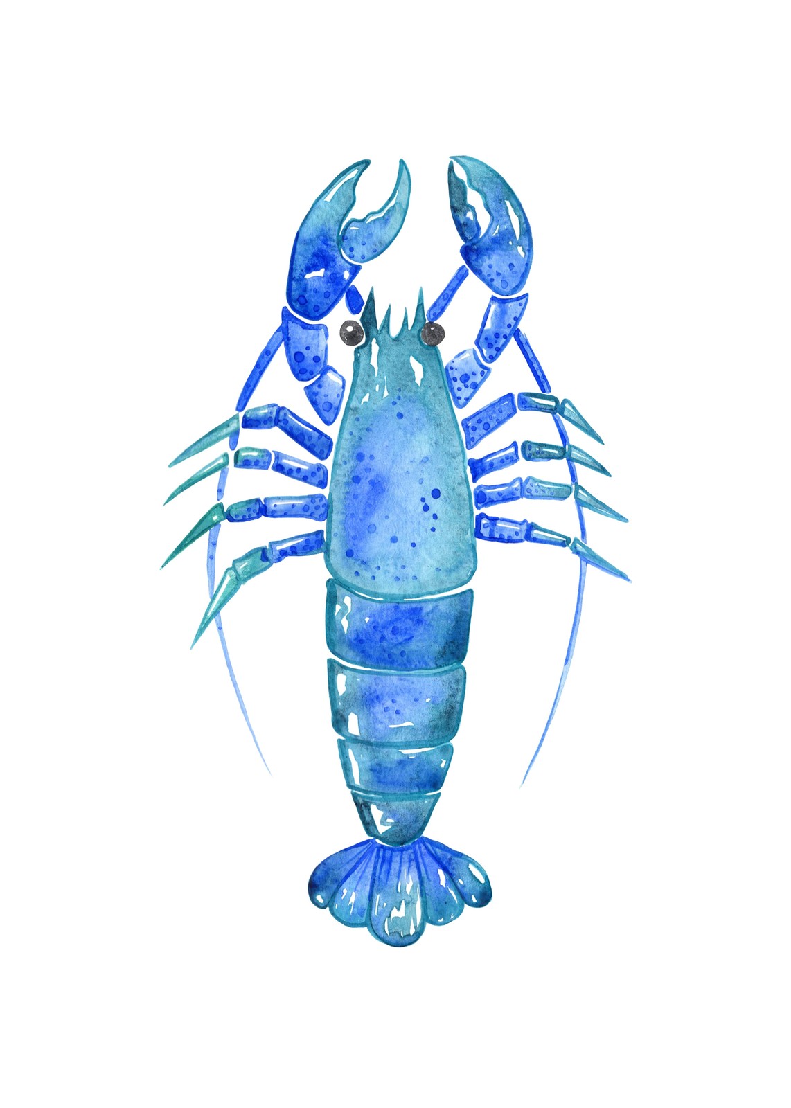 Vibrant Blue Lobster Watercolor Wall Art