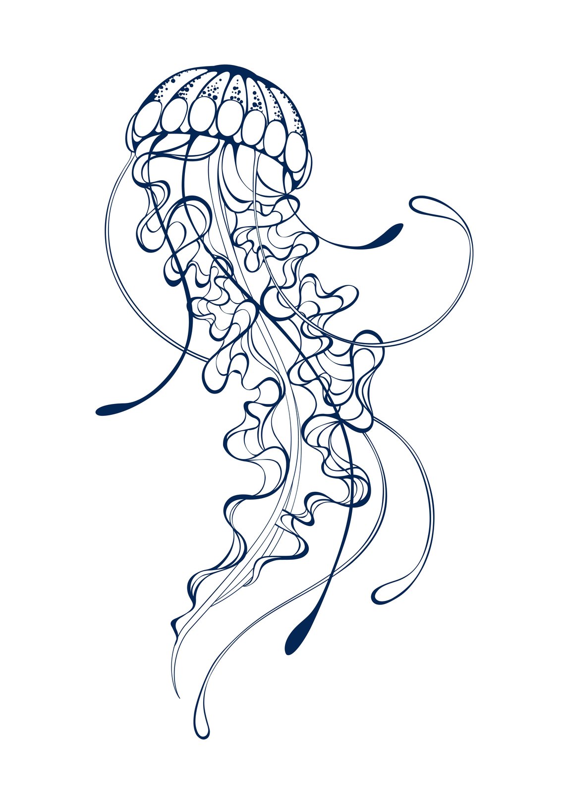 Elegant Navy Jellyfish Wall Art Wall Art