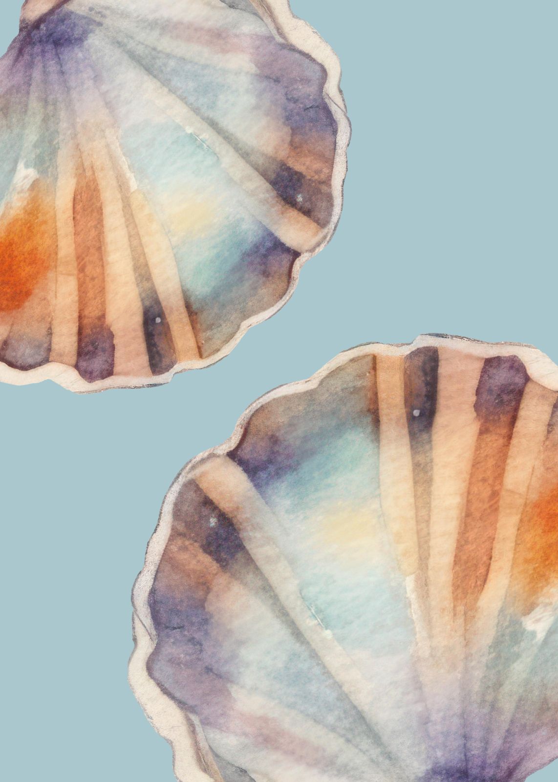 Watercolor Seashell Duo Wall Art