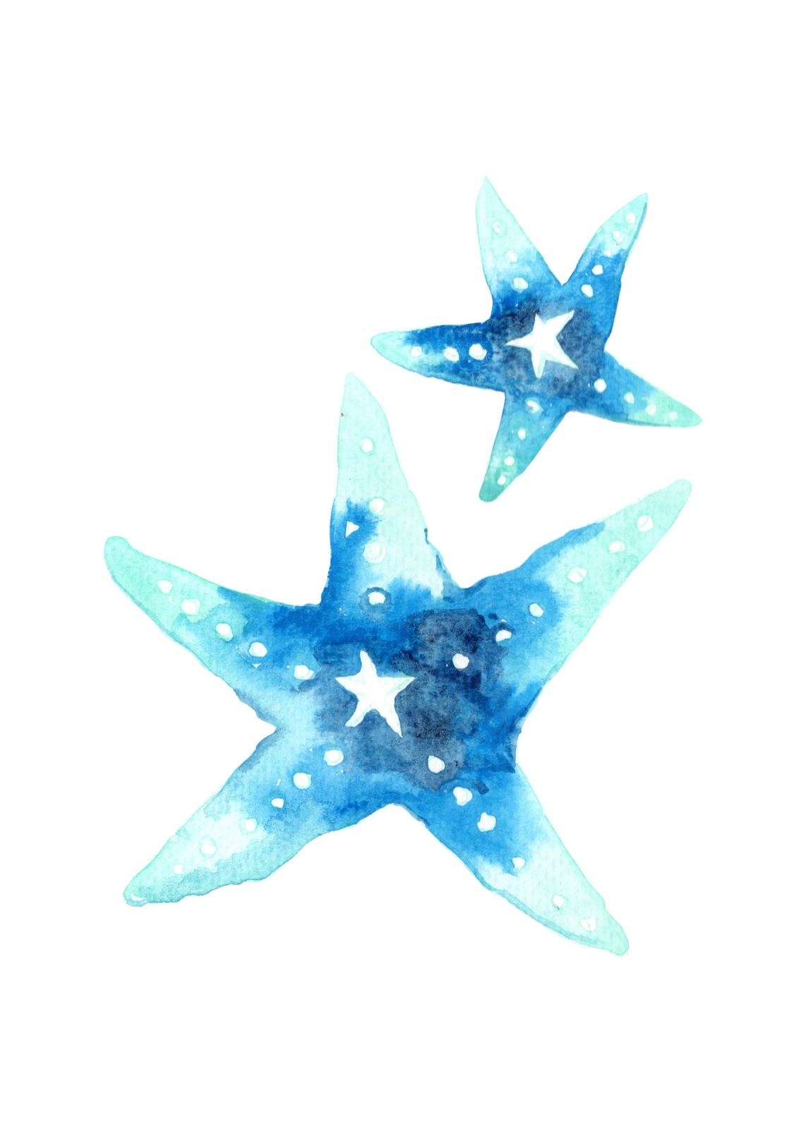Blue Starfish Watercolor Beach Art Wall Art