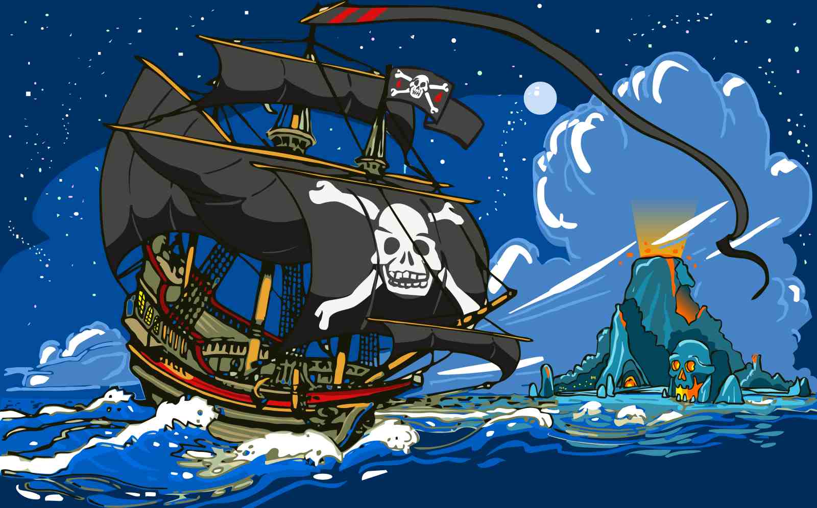 Pirate Ship Adventure Skull Island Wall Art