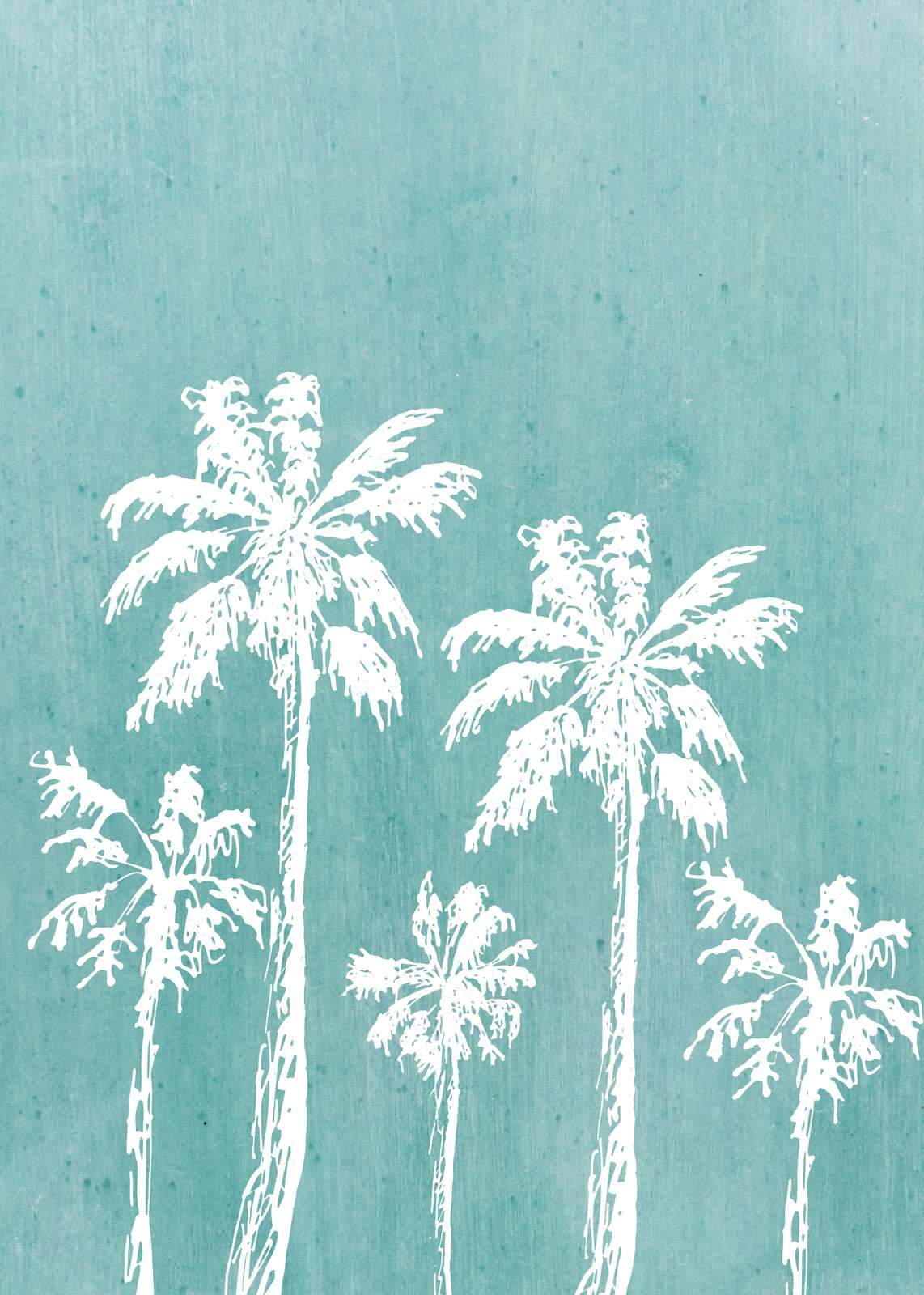 Coastal Palm Grove White Line Art Wall Art