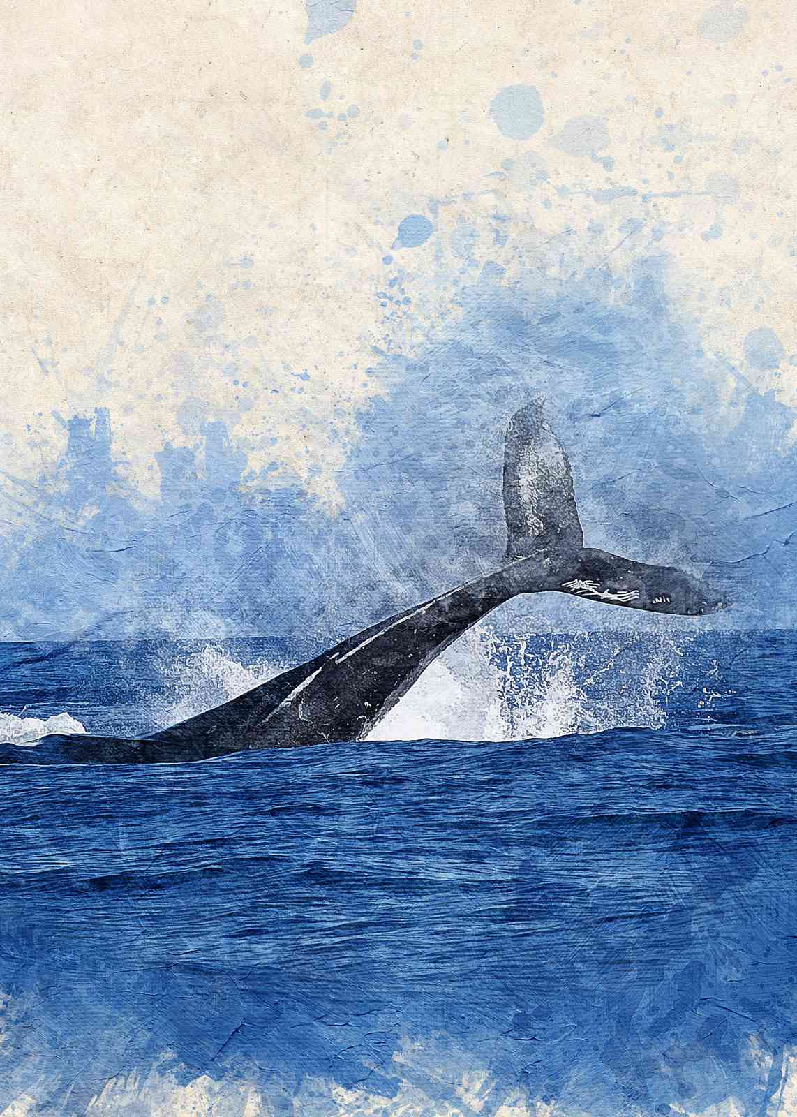 Majestic Whale Tail Splash Wall Art