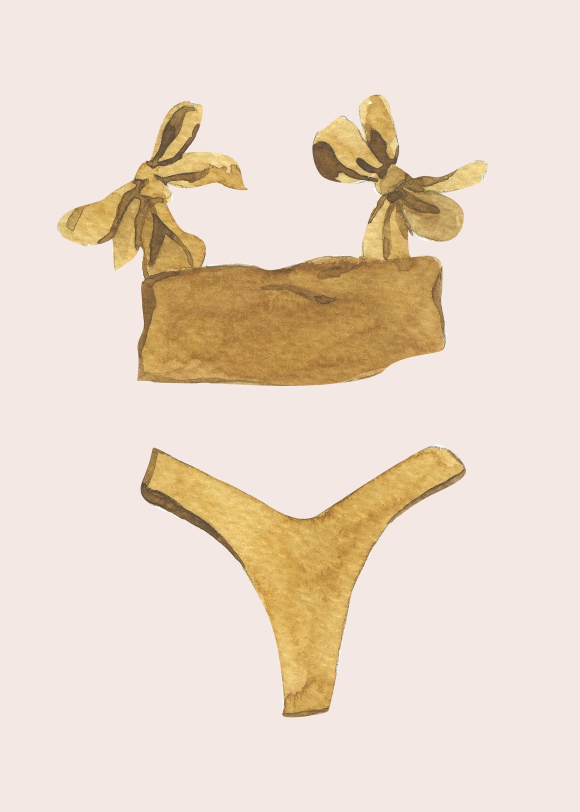 Golden Swimwear Watercolor Wall Art