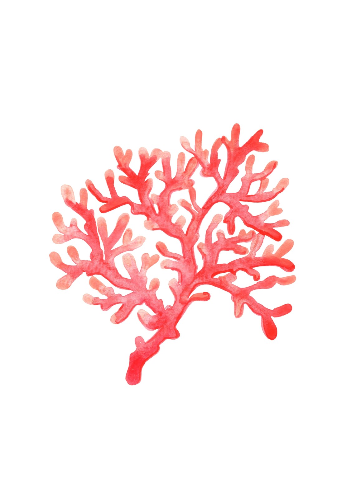 Vibrant Coral Watercolor Beach Wall Art