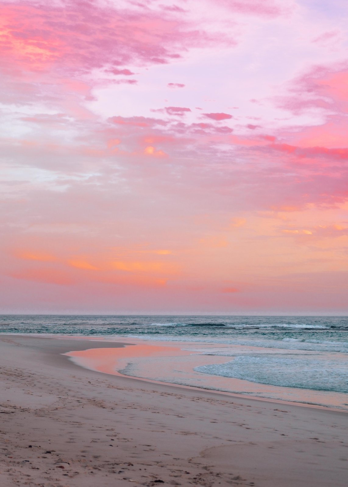 Serene Pink Sunset Beach Wall Art