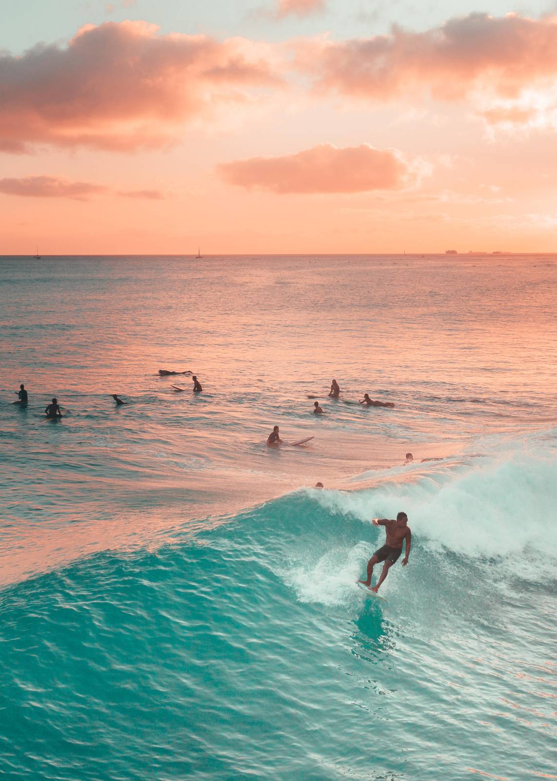 Surfing Sunset Ocean Wall Art