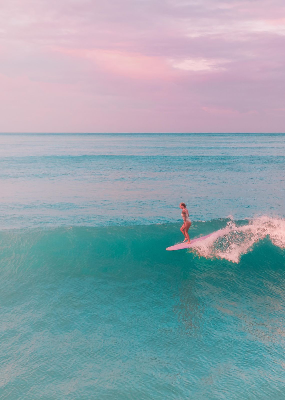 Serene Surfer Girl Pastel Ocean Wall Art