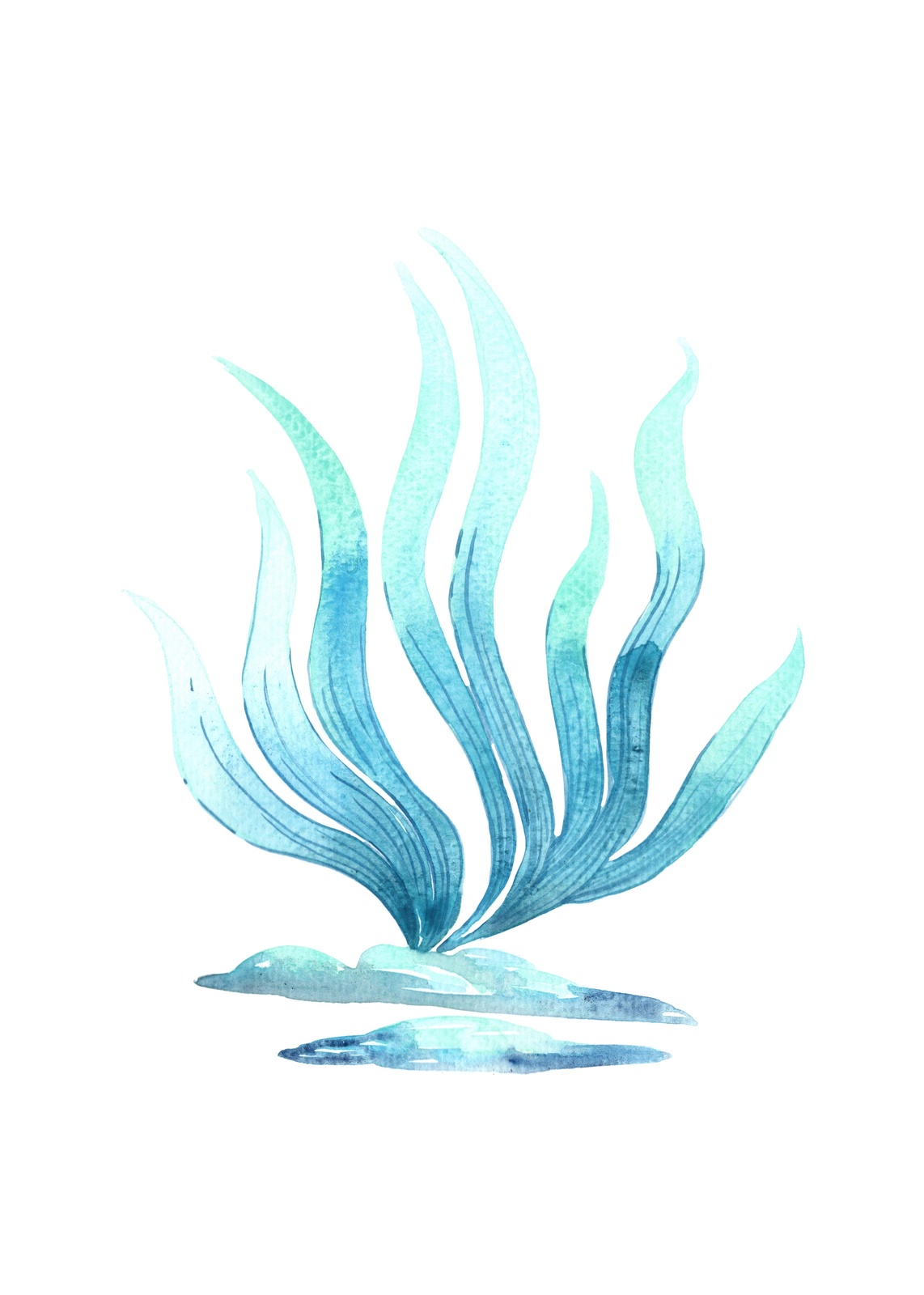 Oceanic Flow Watercolor Plant Wall Art