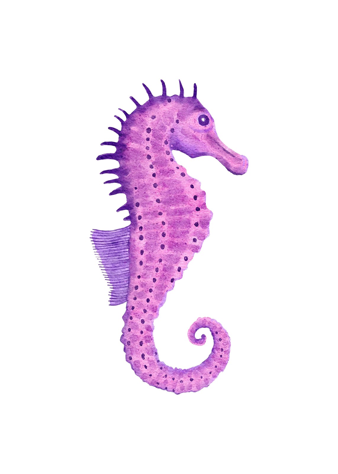 Purple Watercolor Seahorse Wall Art