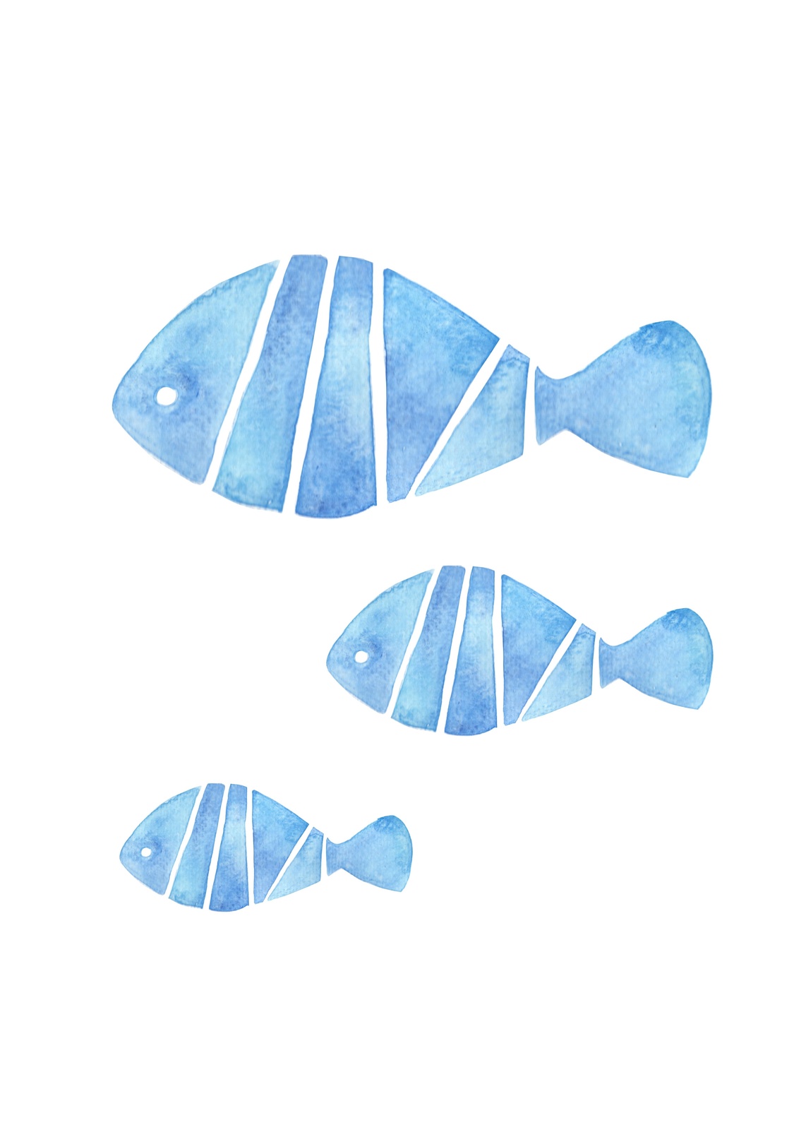 Serene Blue Fish School Wall Art