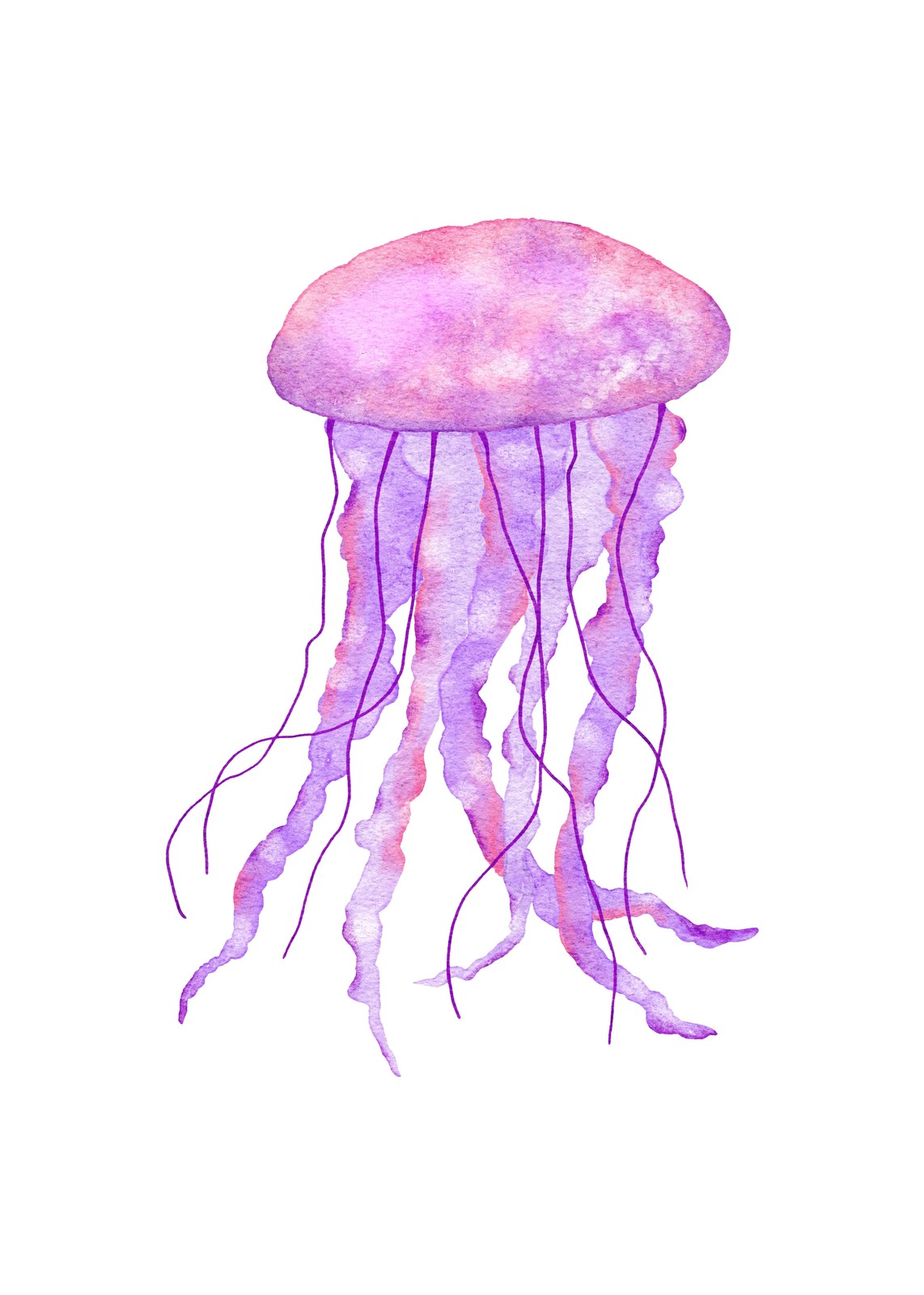 Watercolor Jellyfish Ocean Wall Art Wall Art