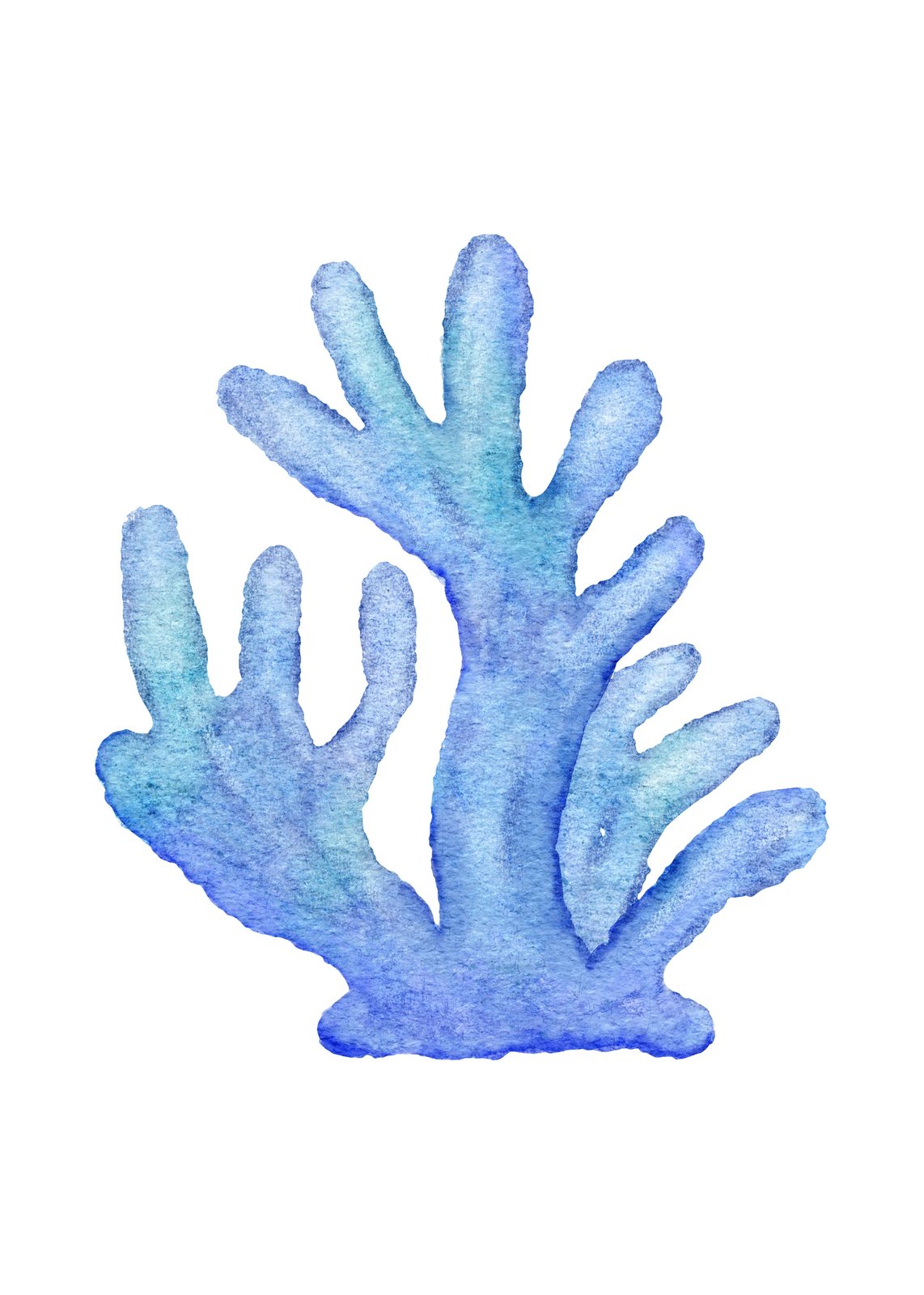 Serene Blue Coral Watercolor Wall Art
