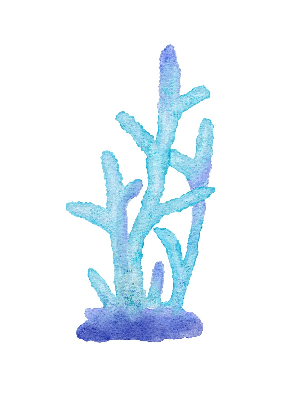 Ocean Blue Coral Watercolor Wall Art