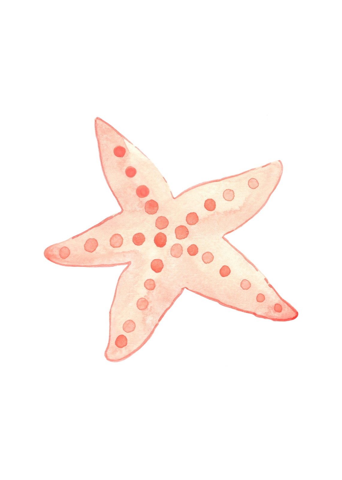 Whimsical Coral Starfish Watercolor Wall Art