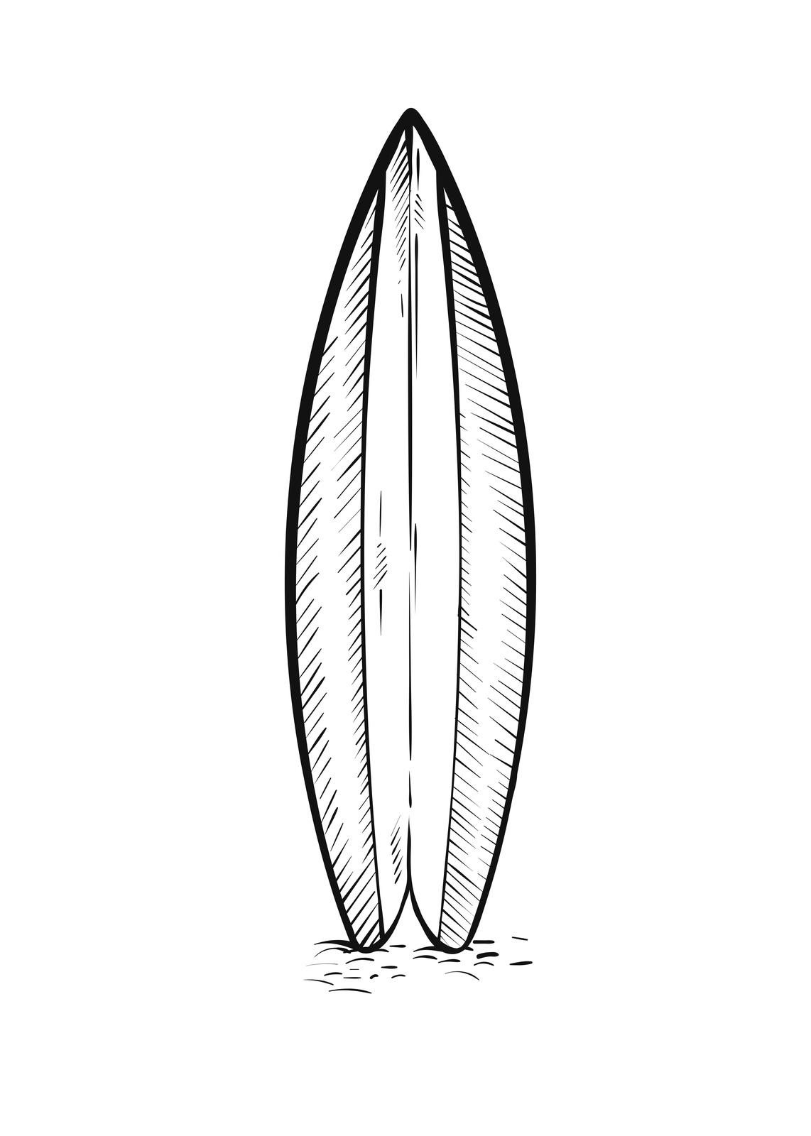 Retro Surfboard Sketch Minimalist Wall Art