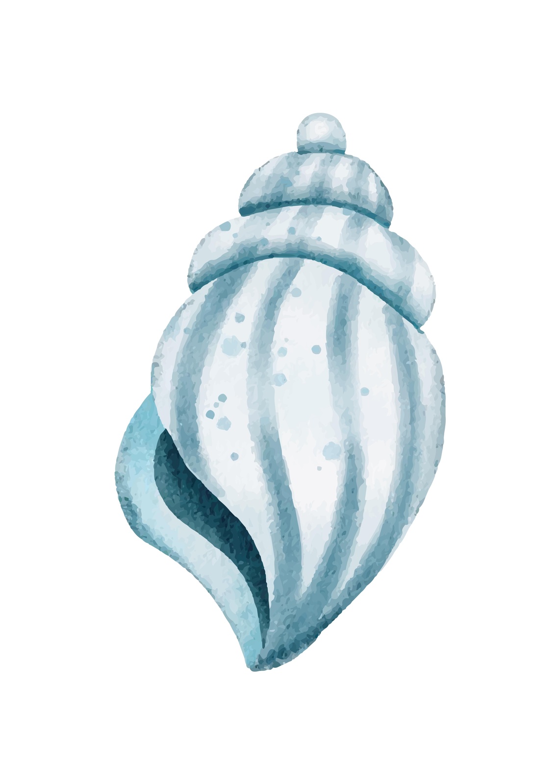 Serene Blue Seashell Watercolor Wall Art