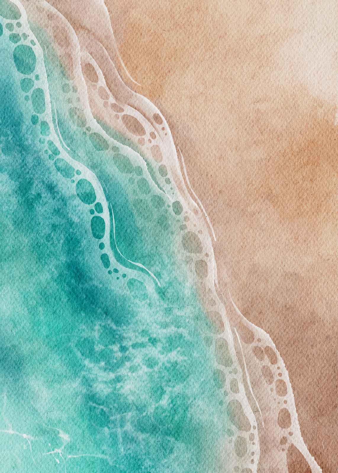 Turquoise Ocean Wave & Sand Beach Wall Art