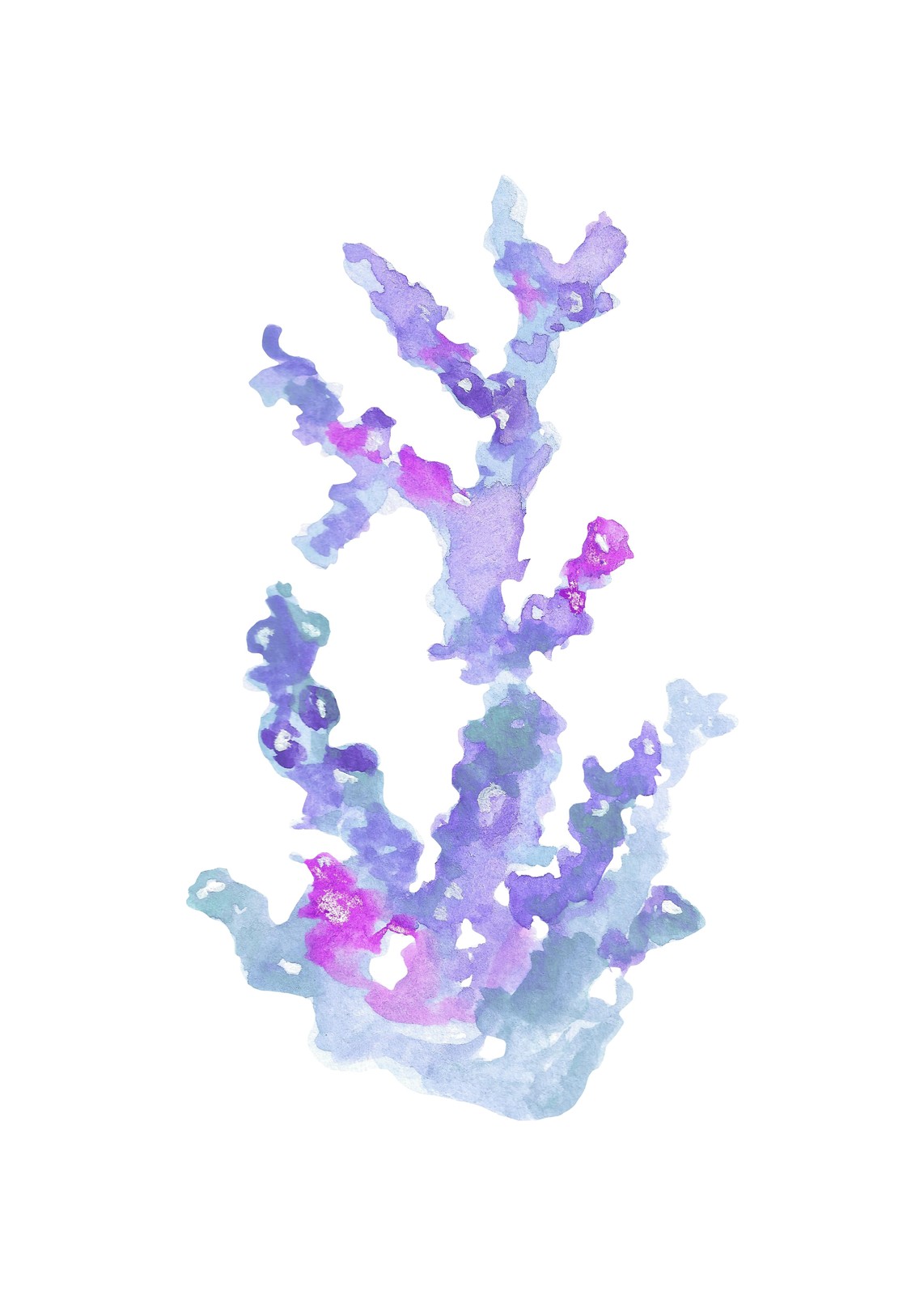 Purple Coral Watercolor Wall Art