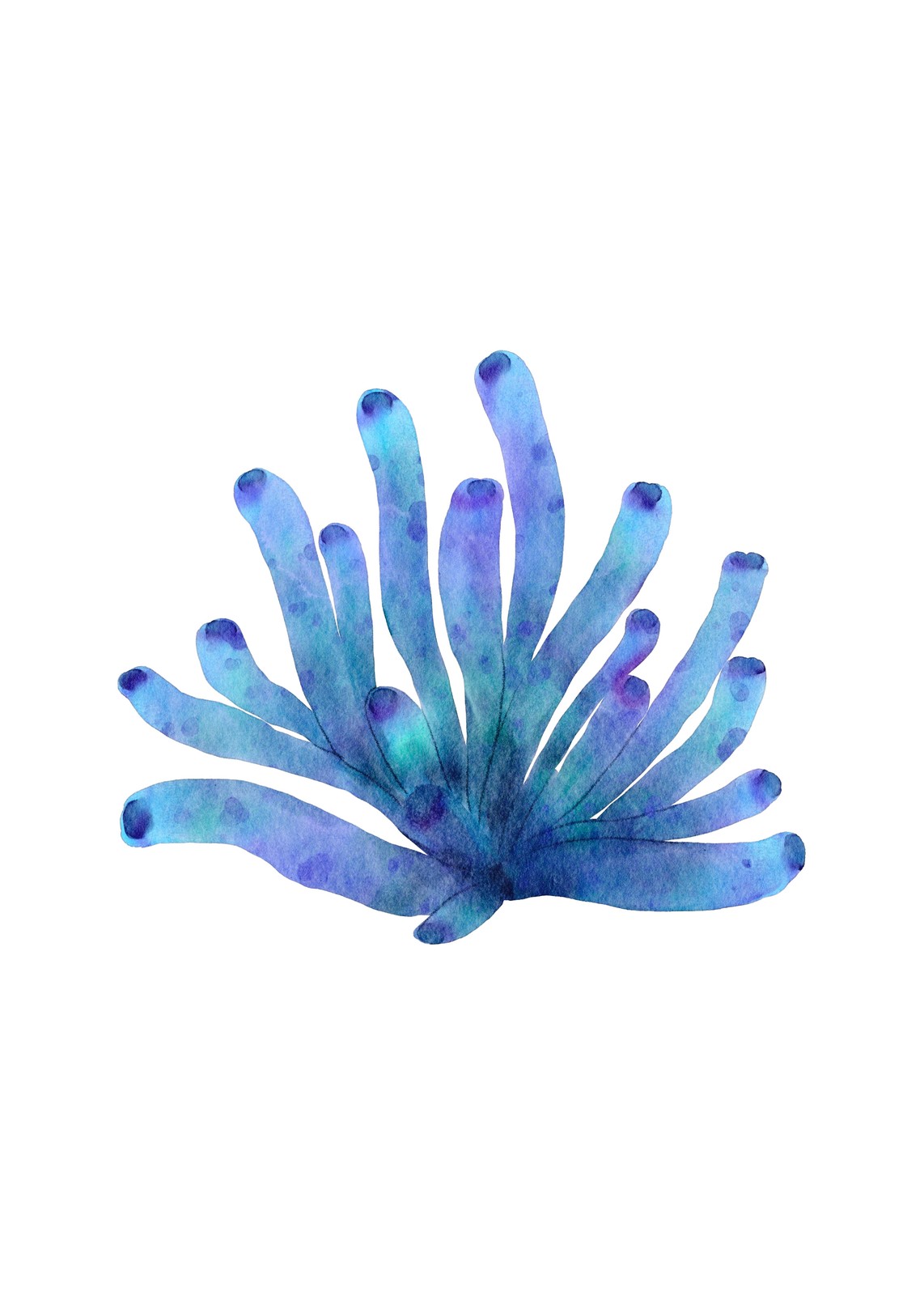 Vibrant Blue Coral Watercolor Wall Art