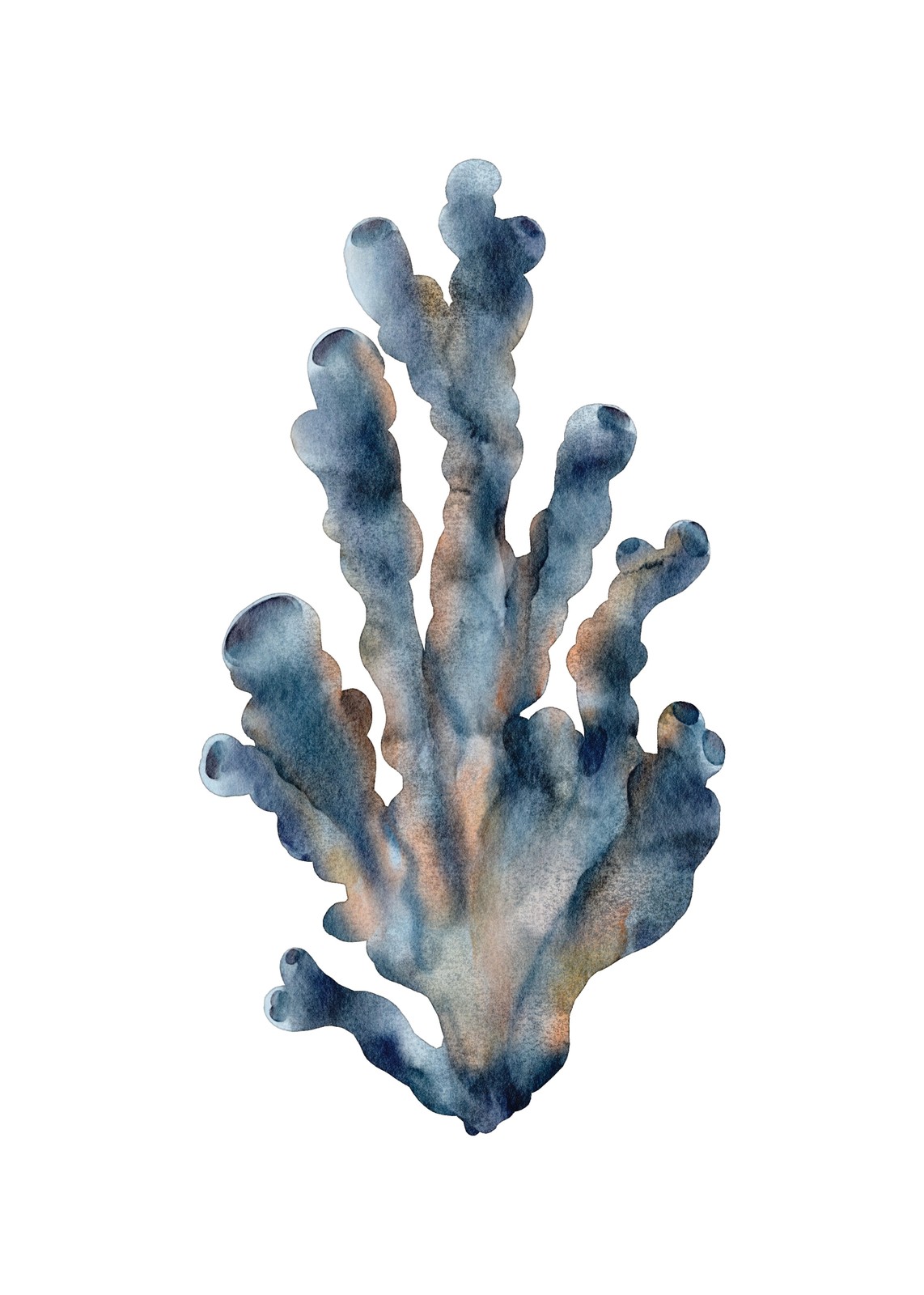 Abstract Blue Coral Watercolor Wall Art
