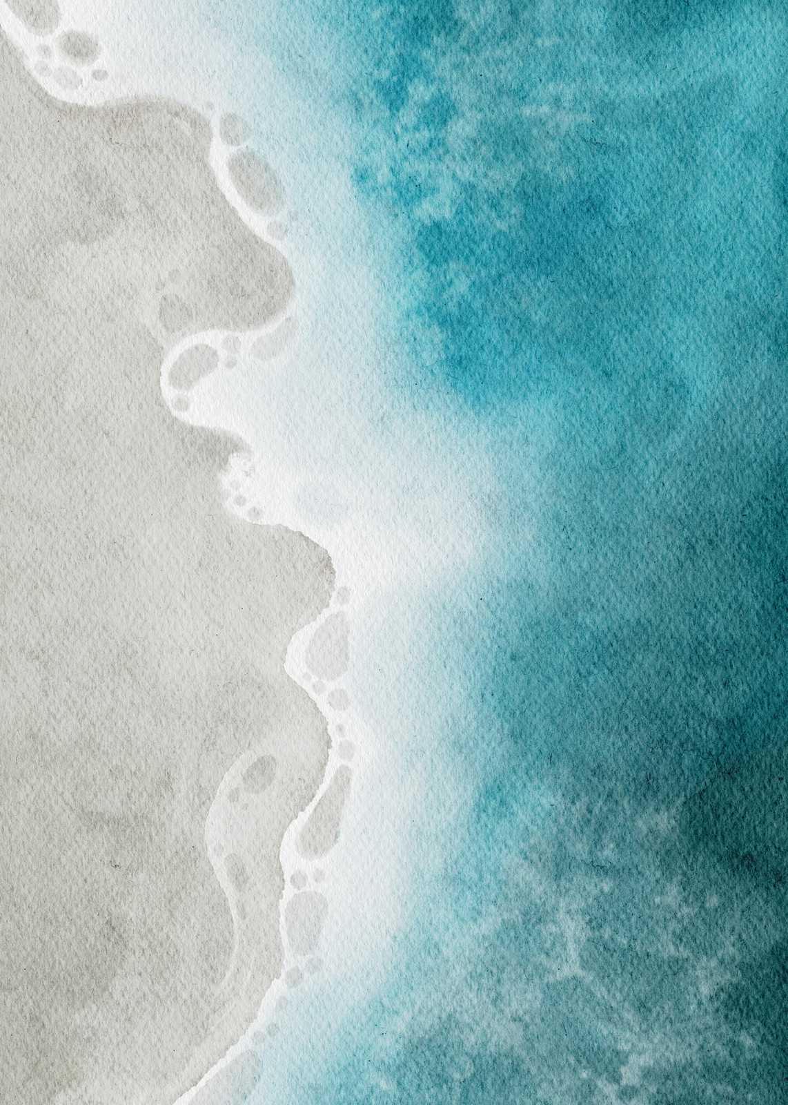 Serene Ocean Waves Beach Watercolor Wall Art