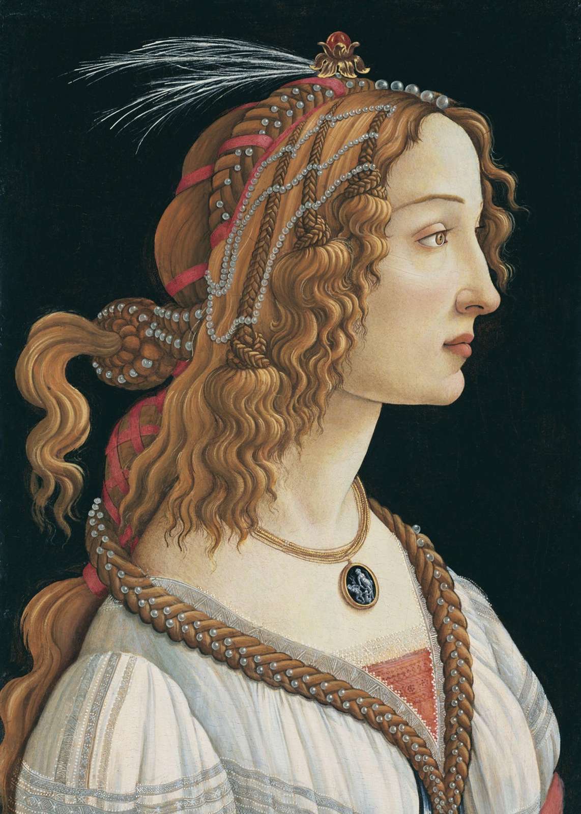 Elegant Renaissance Portrait Woman Hair Details Wall Art