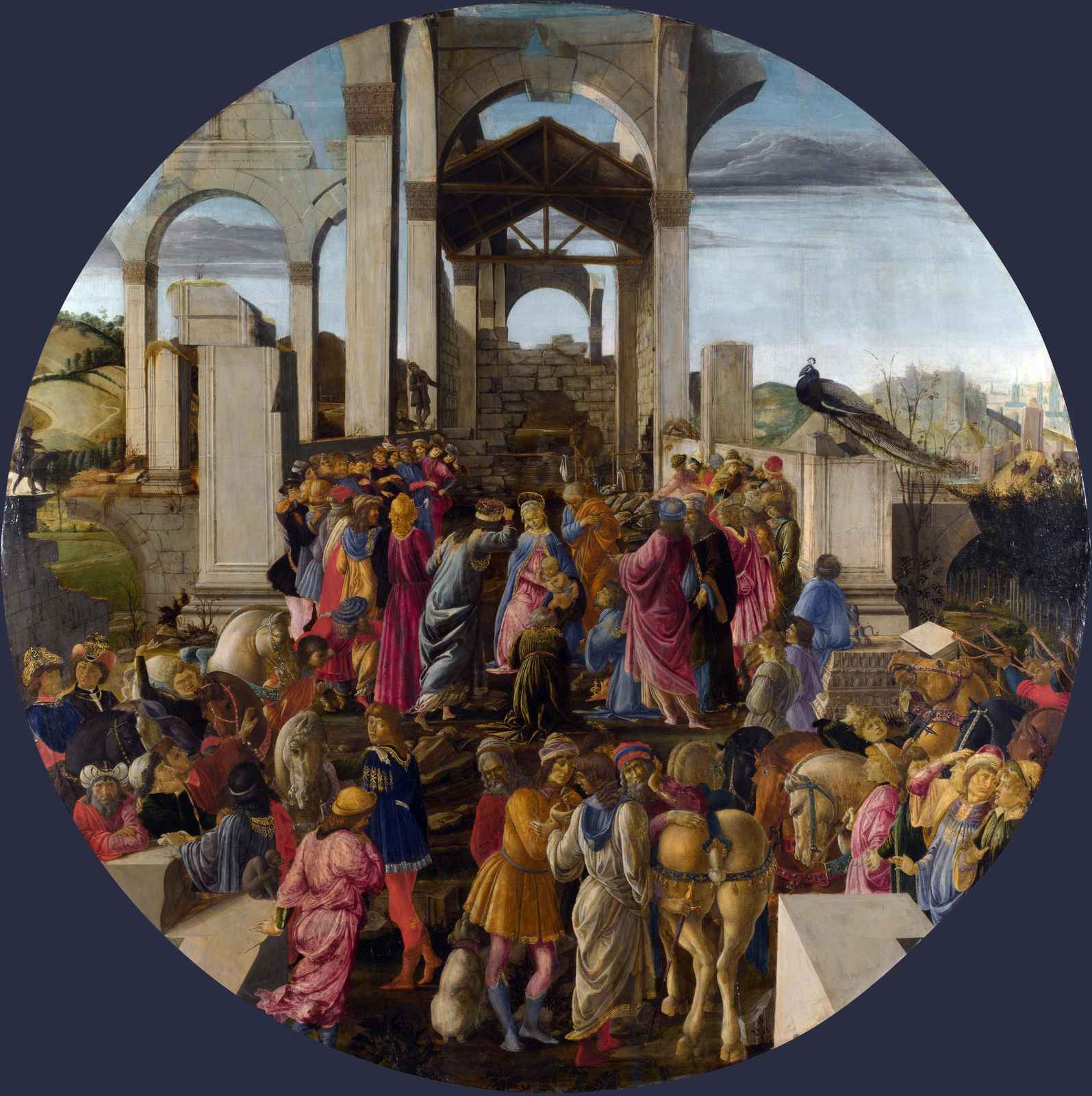 Renaissance Procession with Peacock Wall Art