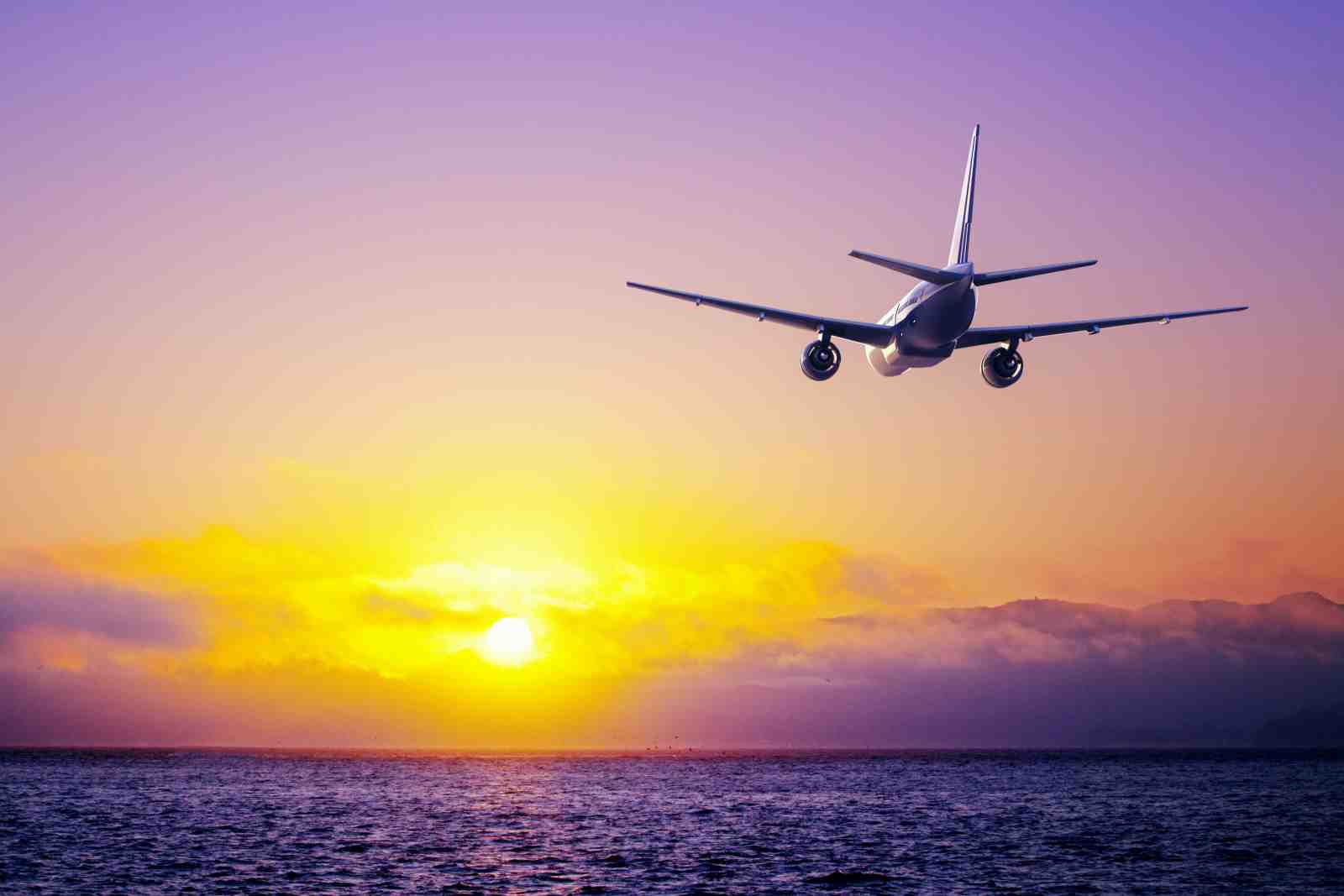 Airplane Sunset Ocean Wall Art Art