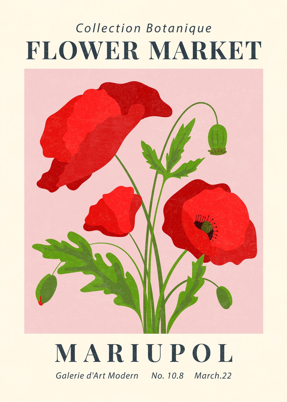 Red Poppy Flower Market Wall Art