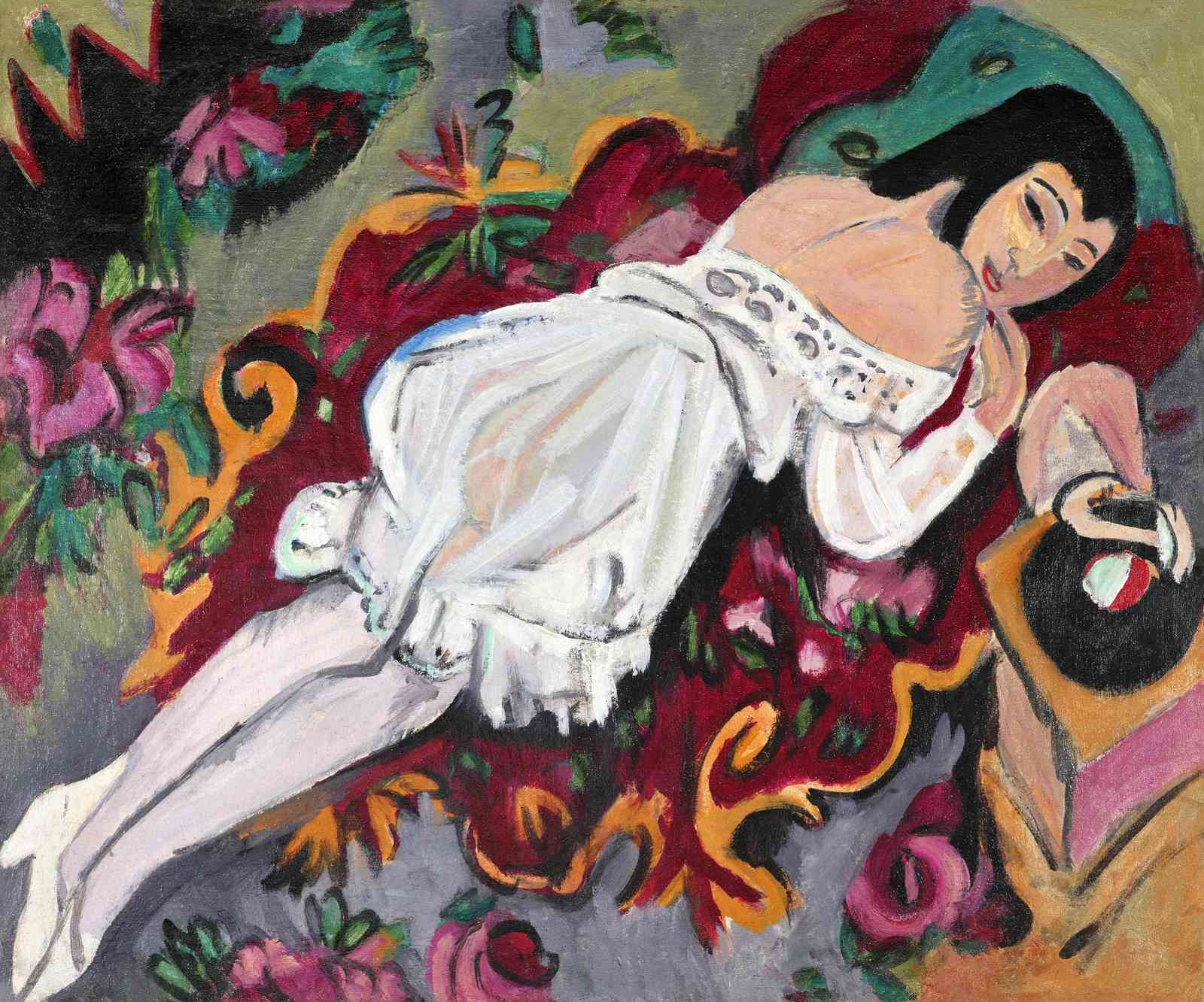 Serene Reclining Woman Fauvist Wall Art
