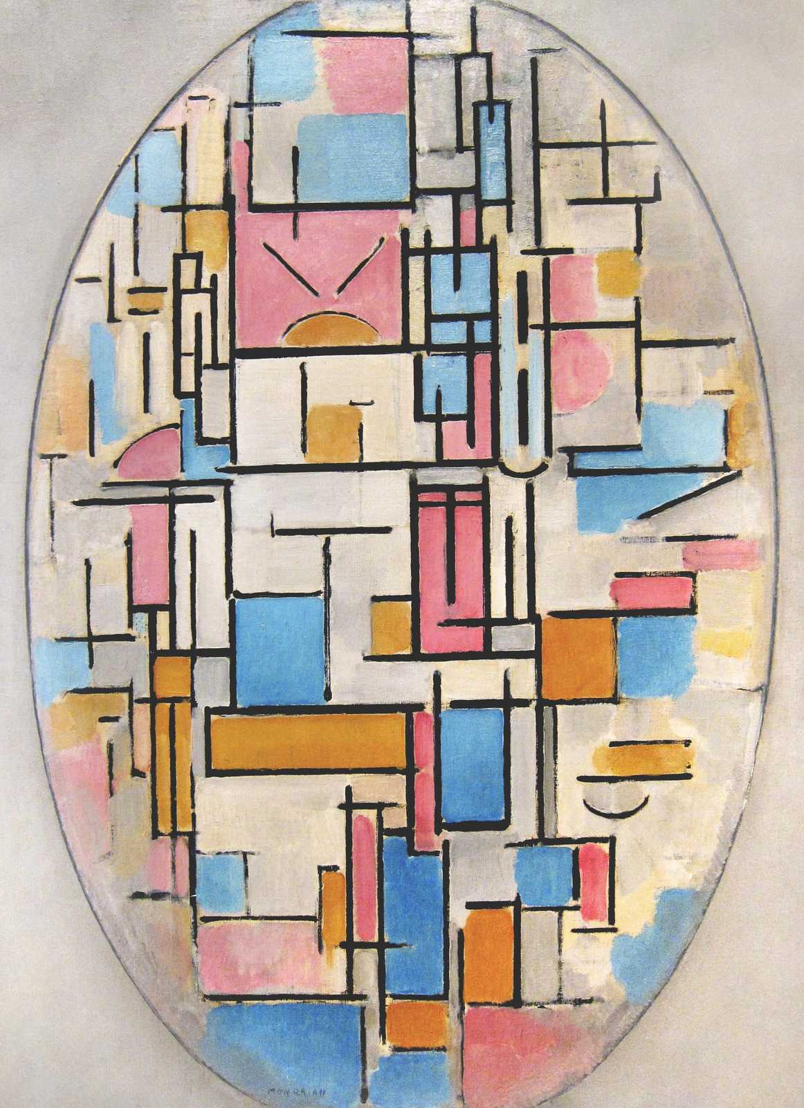 Oval Composition with Pink, Blue & Yellow Wall Art
