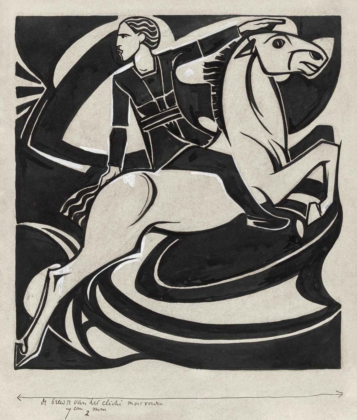 Dynamic Rider & Horse Art Nouveau Wall Art