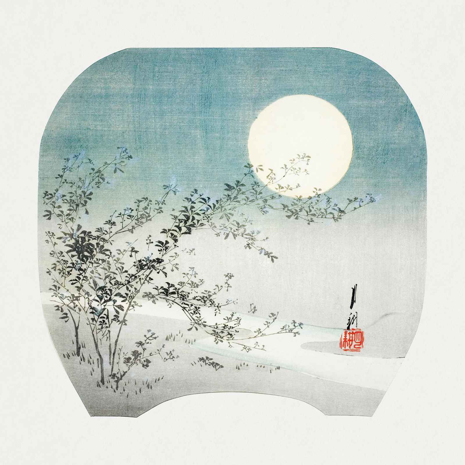 Serene Moonlit Blossom Japanese Wall Art Wall Art
