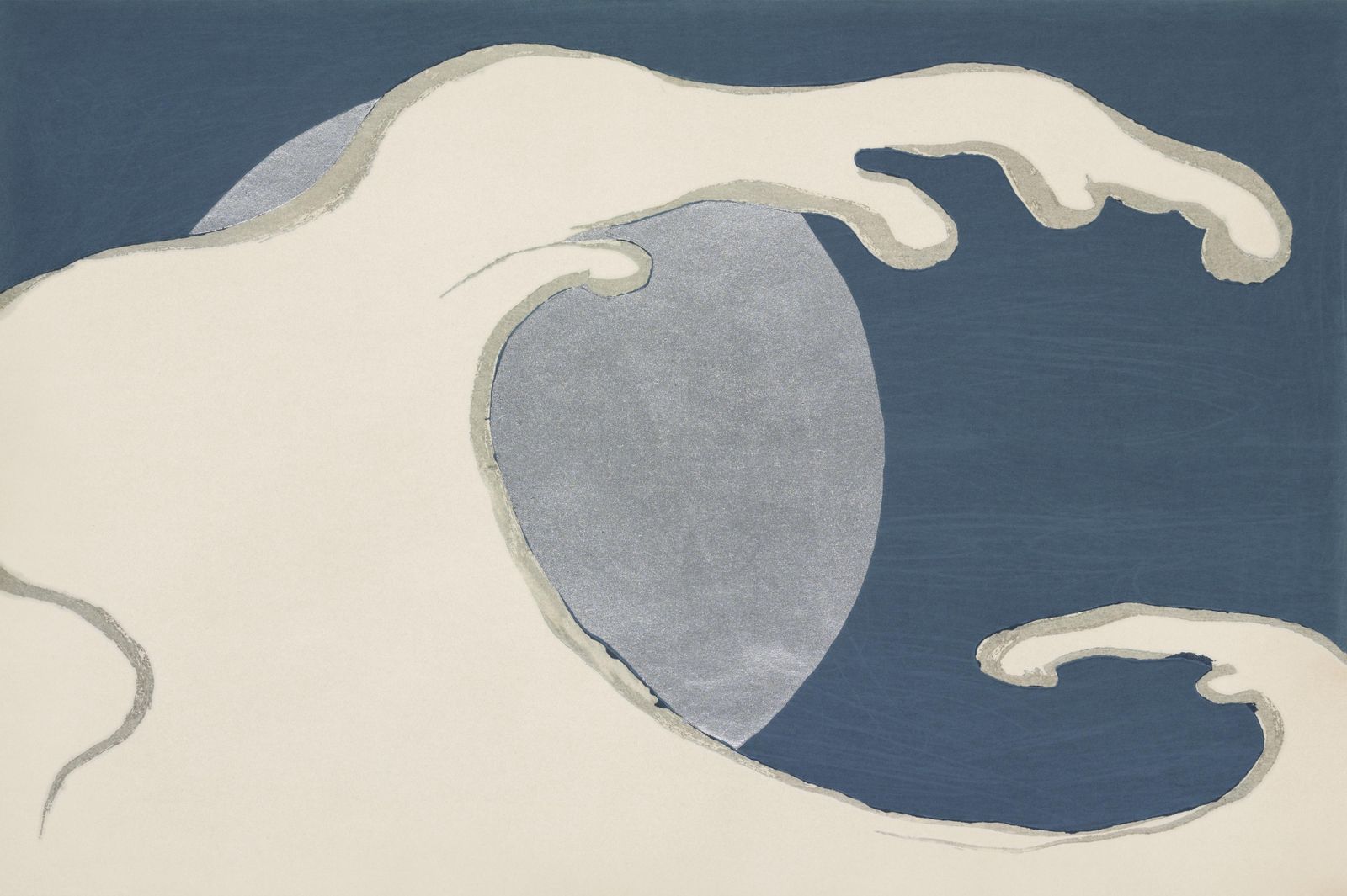 Serene Blue Wave Moon Wall Art