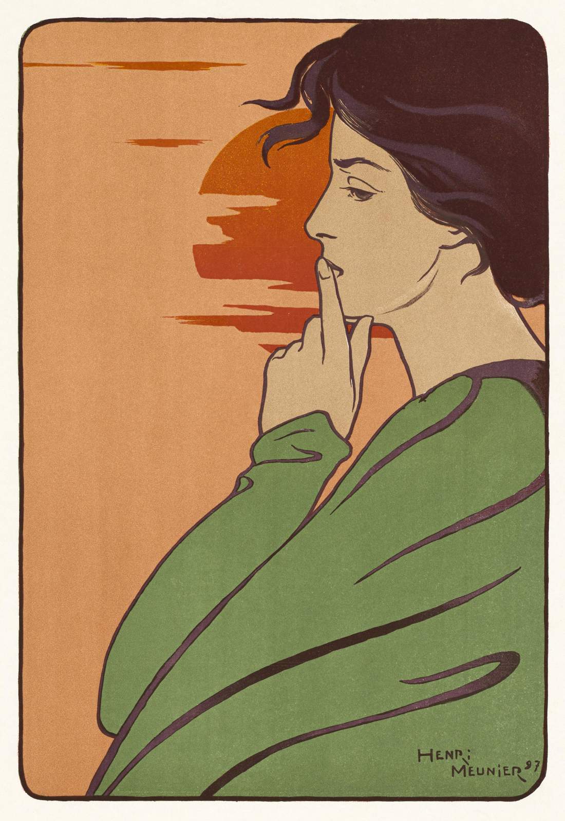 Art Nouveau 'Shhh' Woman Wall Art