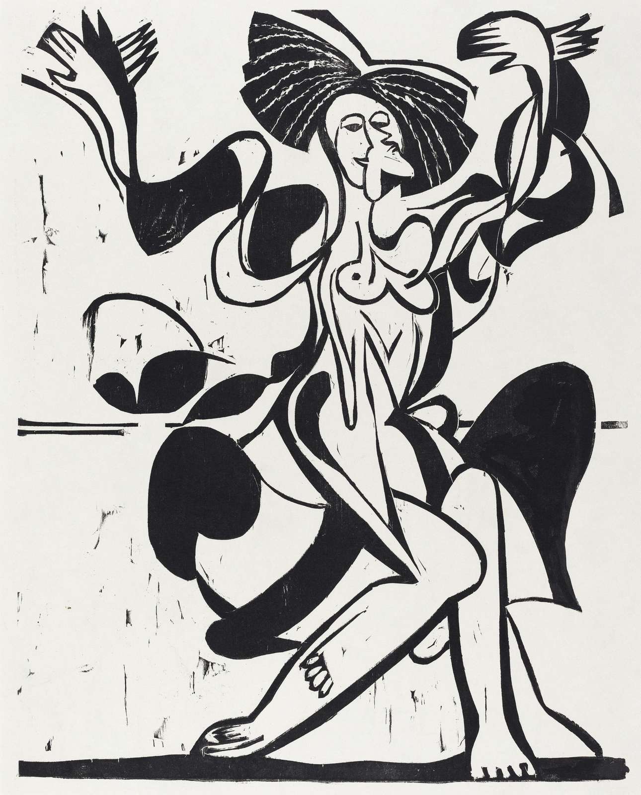 Abstract Dancing Woman Black & White Wall Art