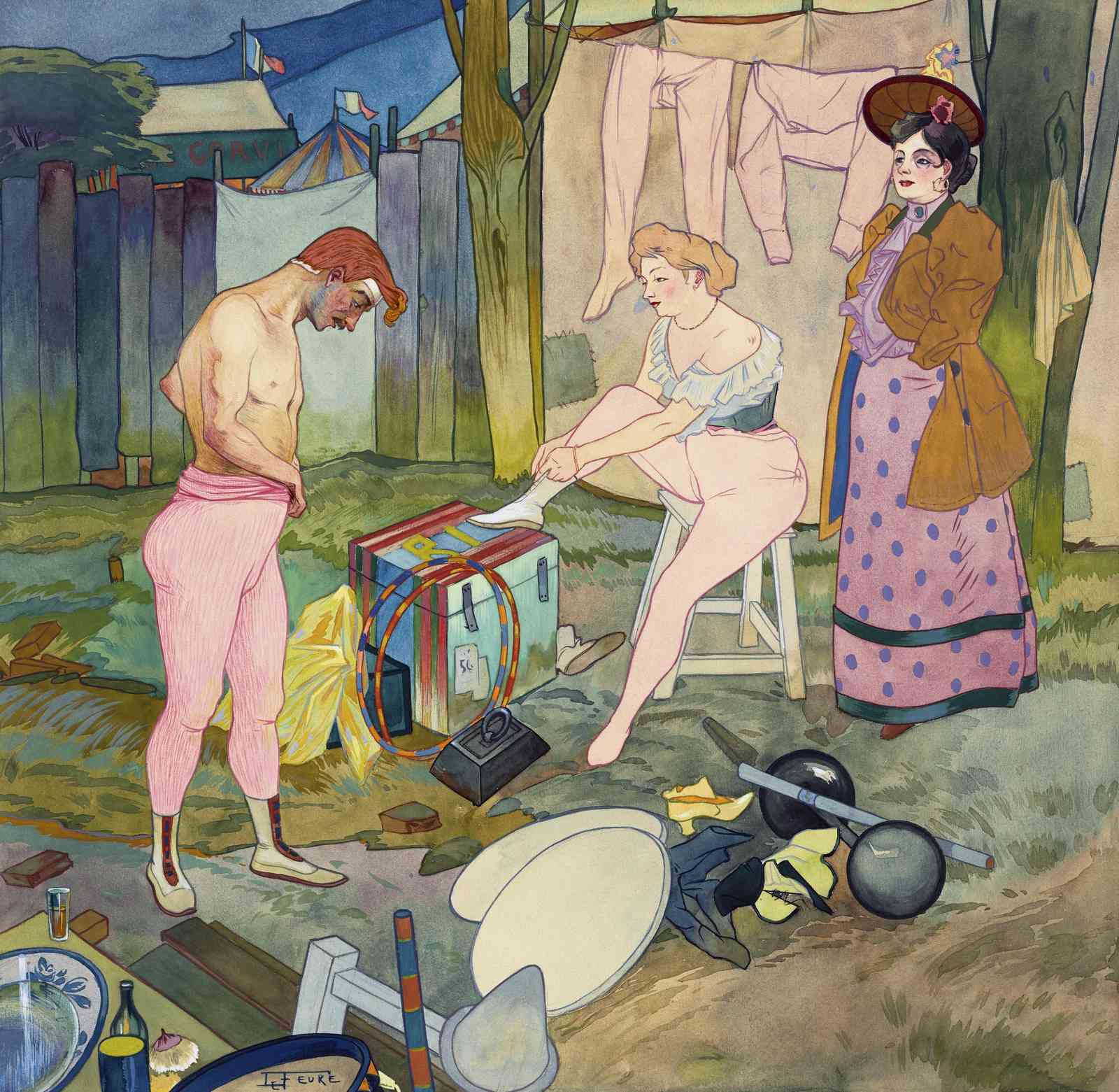 Circus Backstage Art Nouveau Wall Art