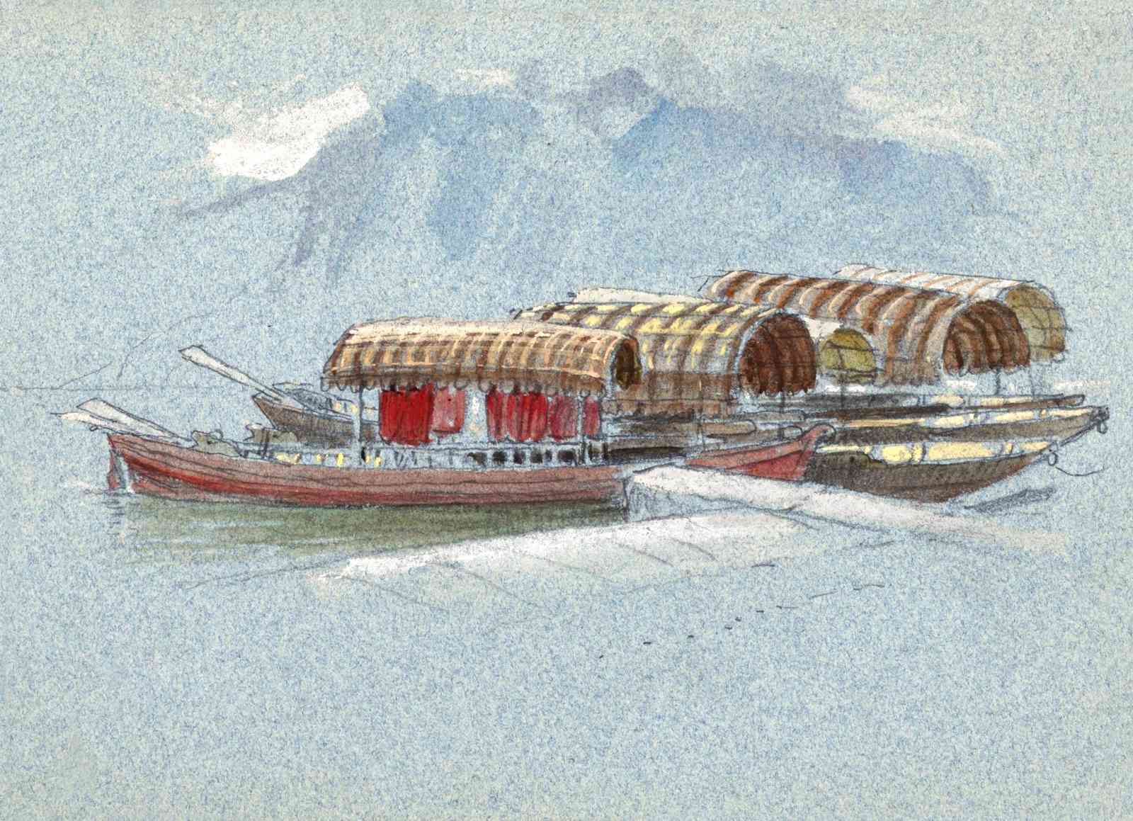 Serene Houseboats on Misty Waters Wall Art